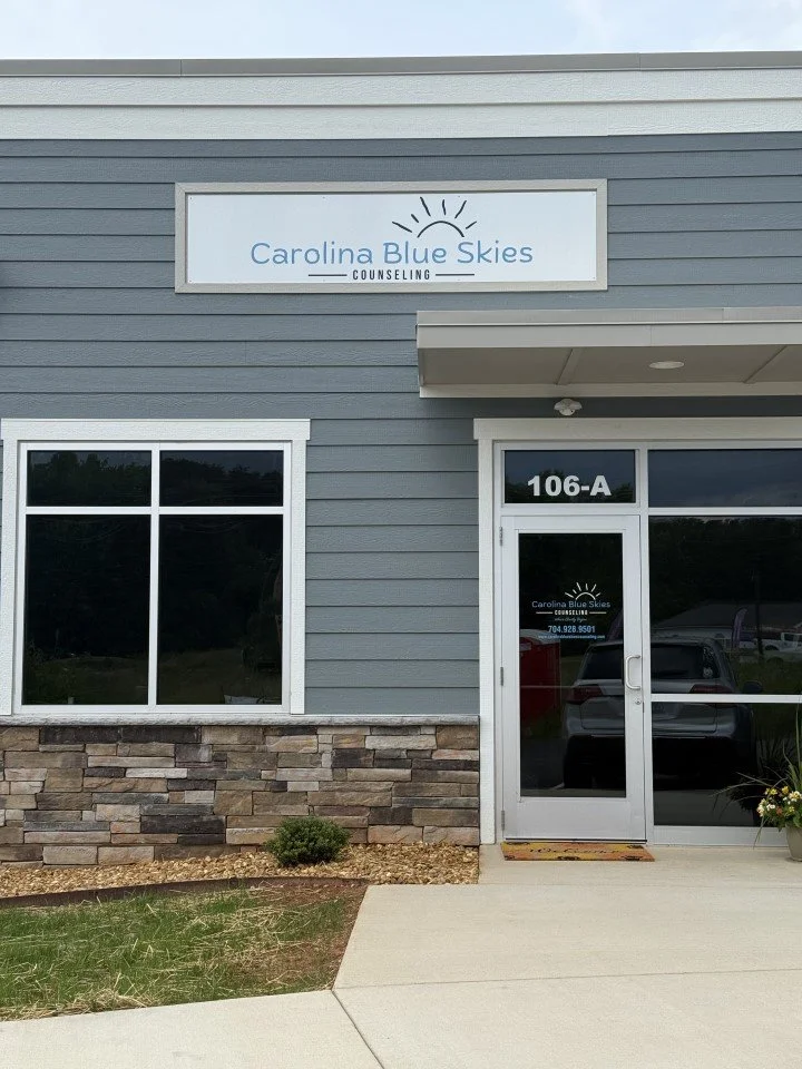 Carolina Blue Skies Counseling office exterior at 106 Commerce Center Loop, Suite A, Mooresville NC