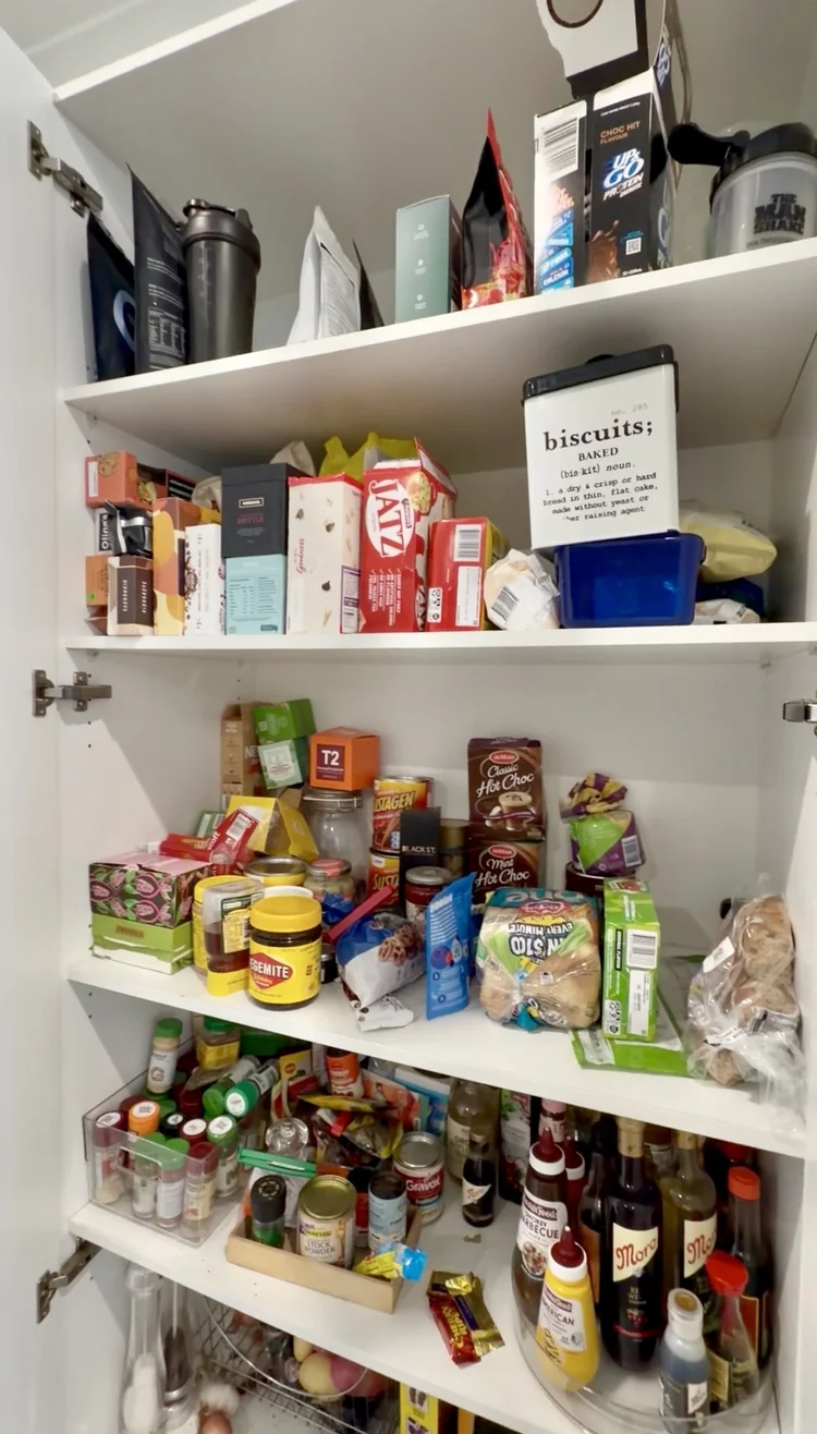 Cluttered pantry before home organisation Inner West Sydney