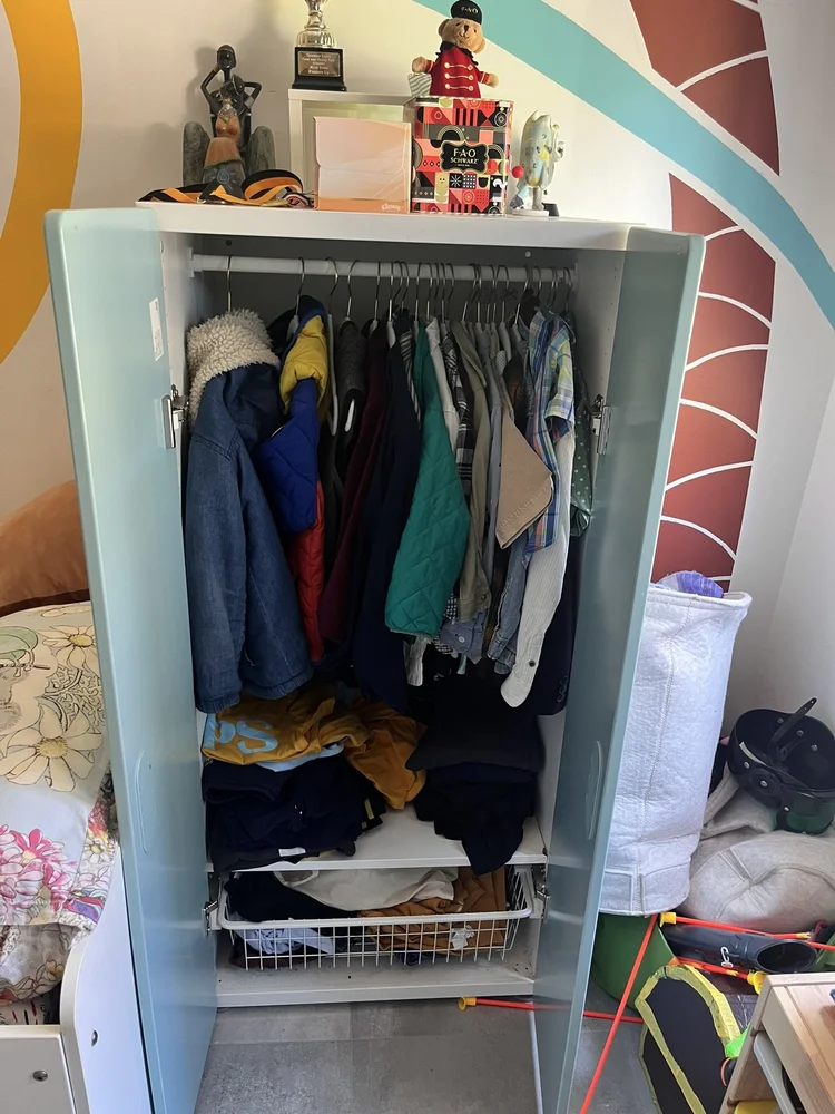 Cluttered wardrobe before home organisation Inner West Sydney