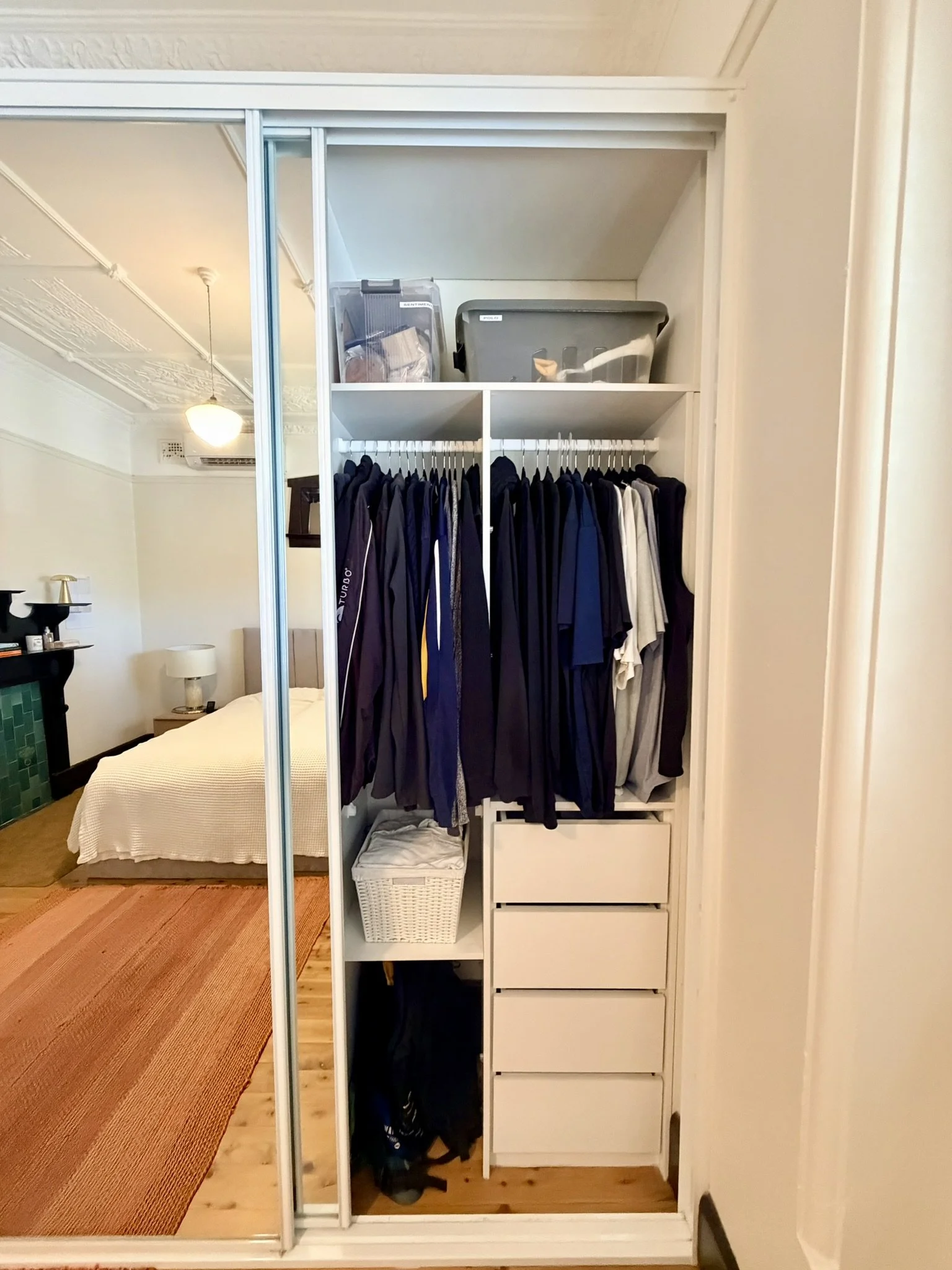 Organised wardrobe after home organisation Inner West Sydney