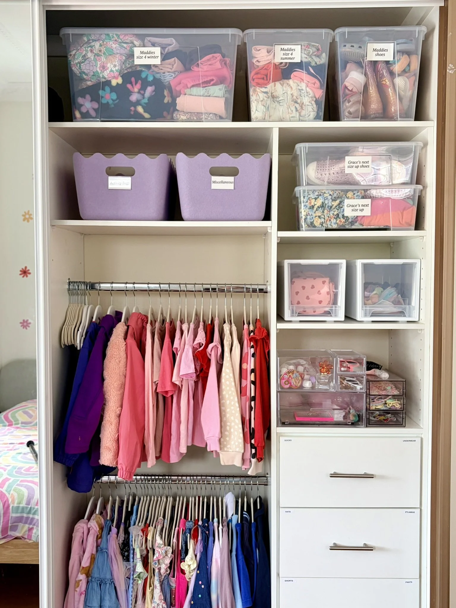 Organised wardrobe after home organisation Inner West Sydney