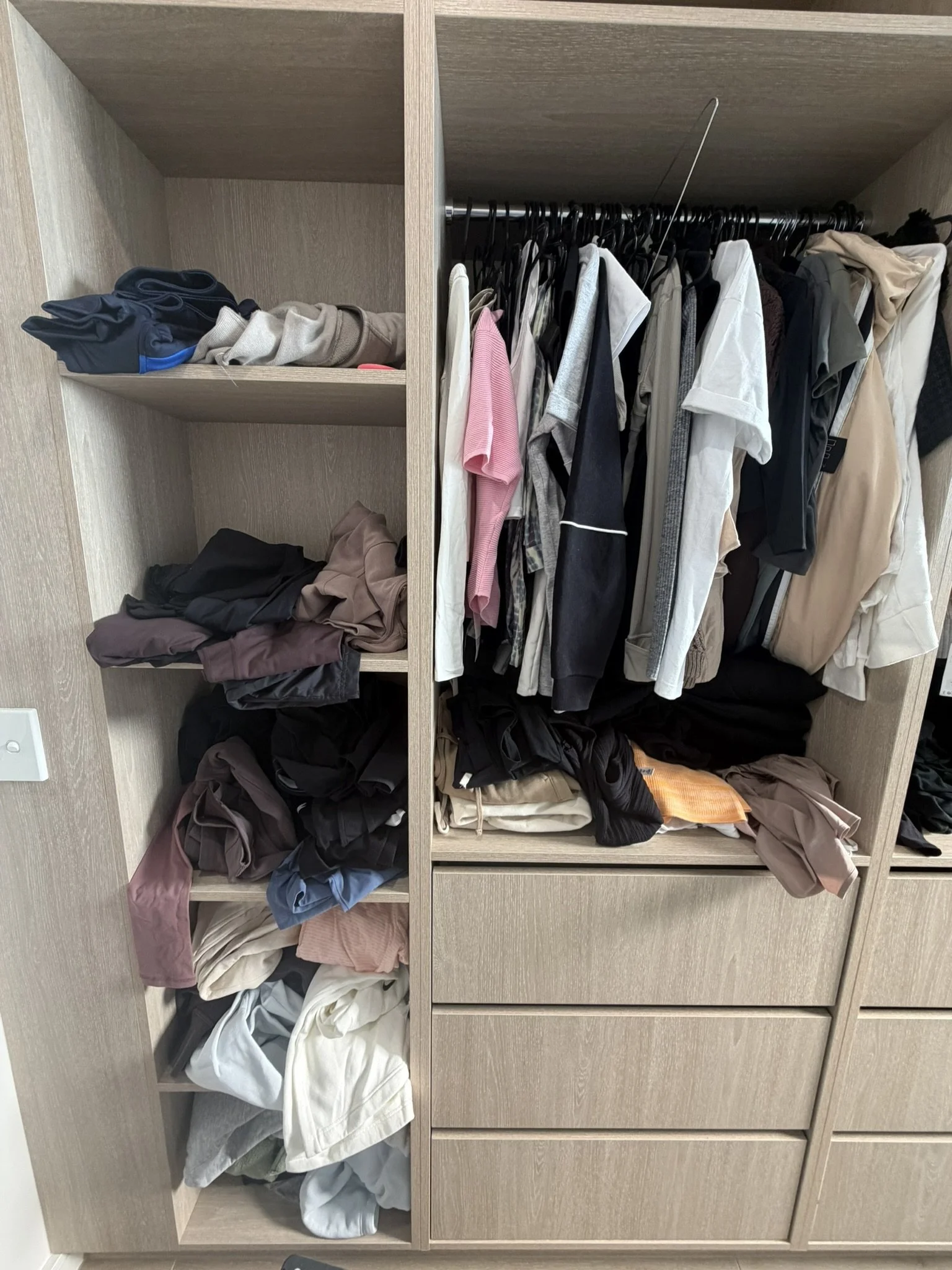 Cluttered wardrobe before home organisation Inner West Sydney