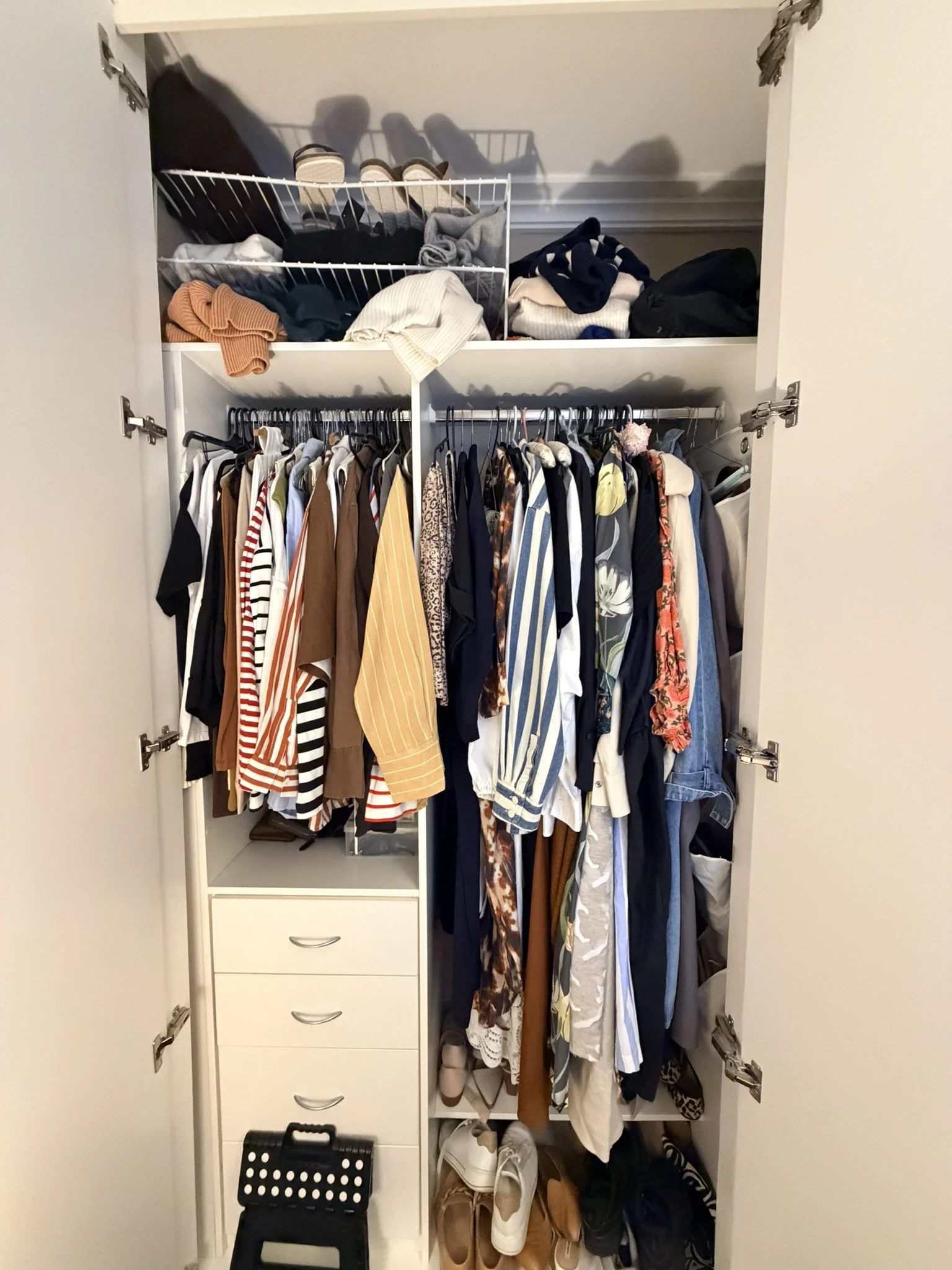 Cluttered wardrobe before home organisation Inner West Sydney