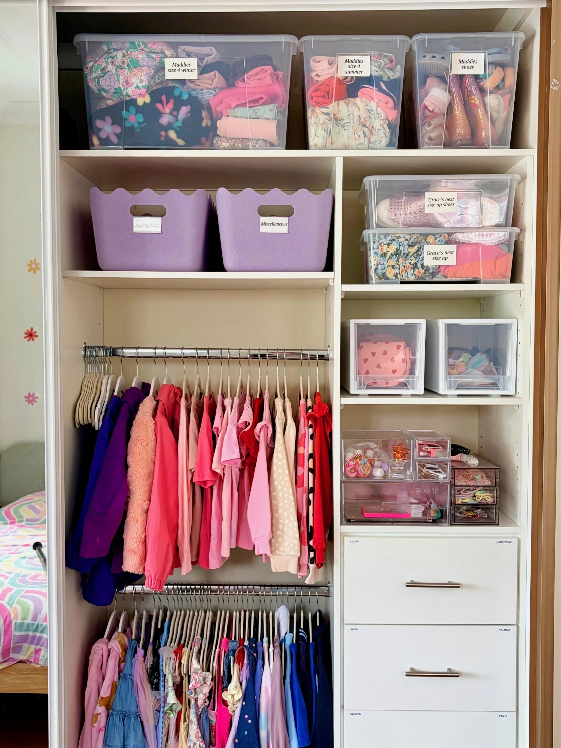 Organised girls wardrobe by Bright Spaces with Bea