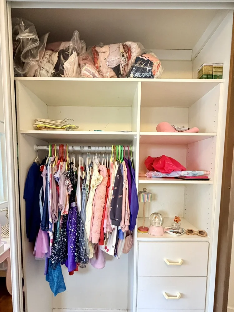 Cluttered wardrobe before home organisation Inner West Sydney