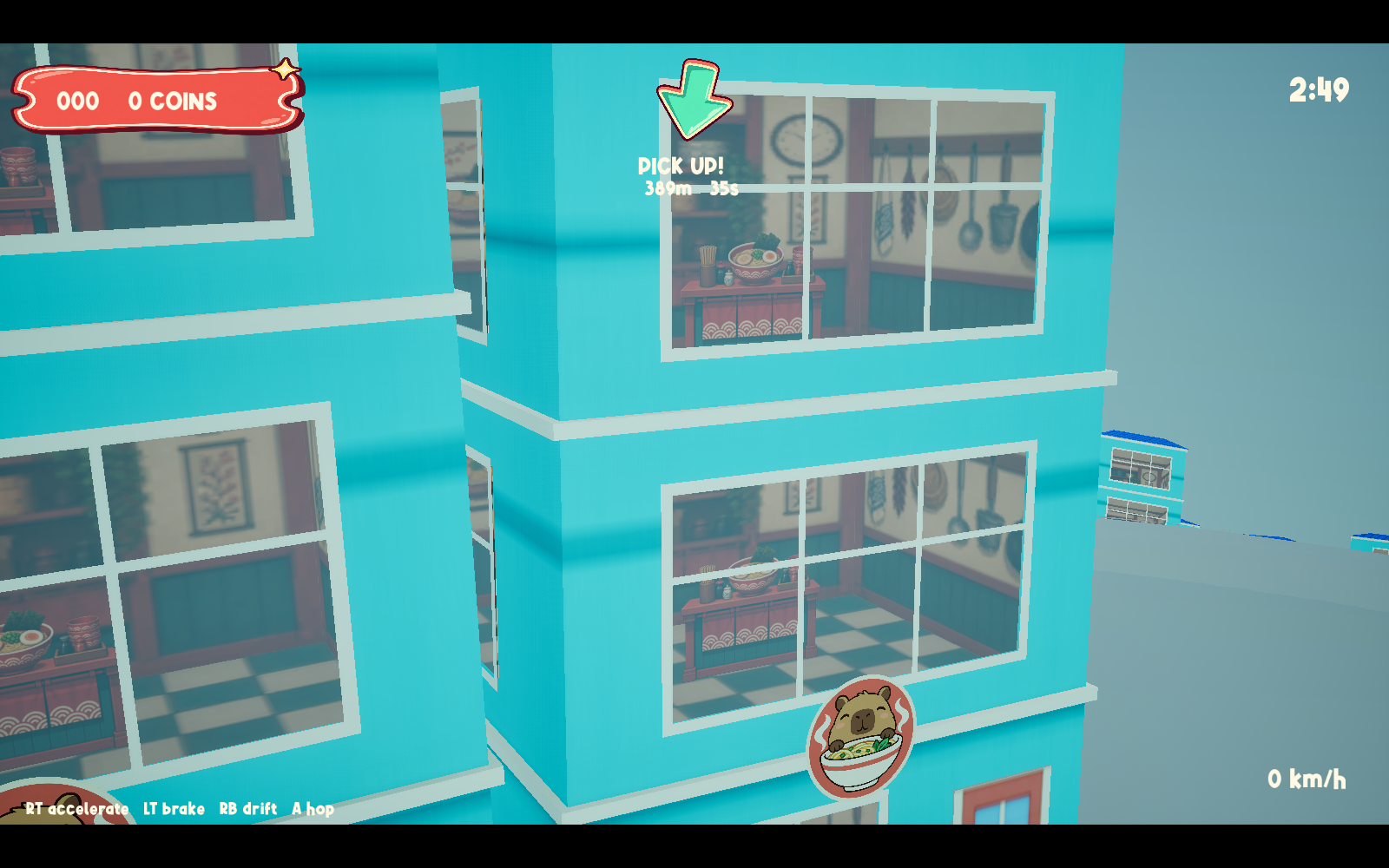 A delivery pickup in the current development build.