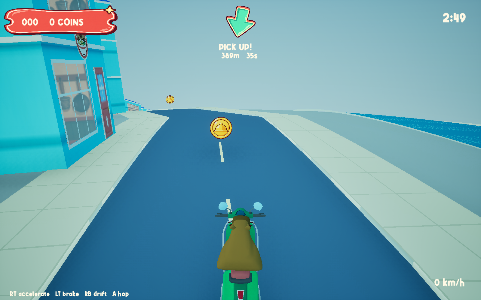Scooter gameplay in the current Capybara Delivery development build.