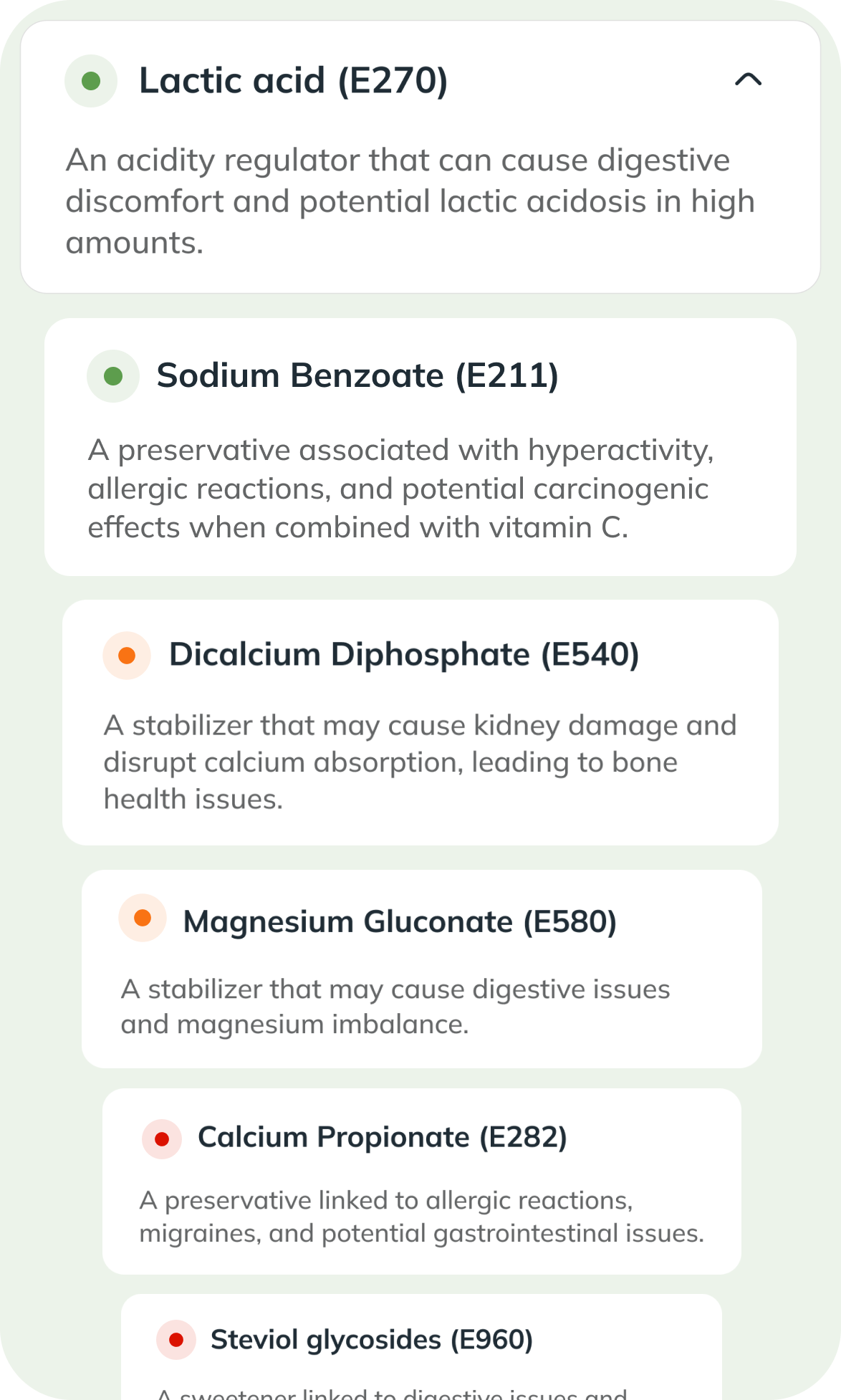 iPhone mockup showing additives explanation