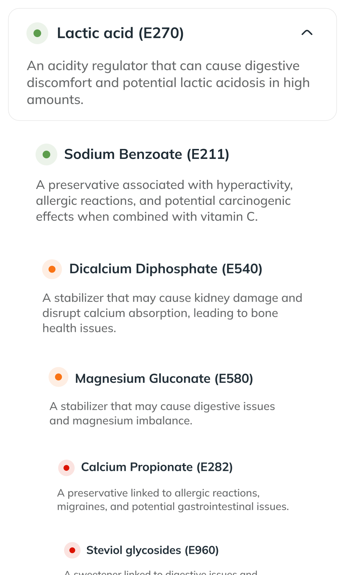 iPhone mockup showing additives explanation