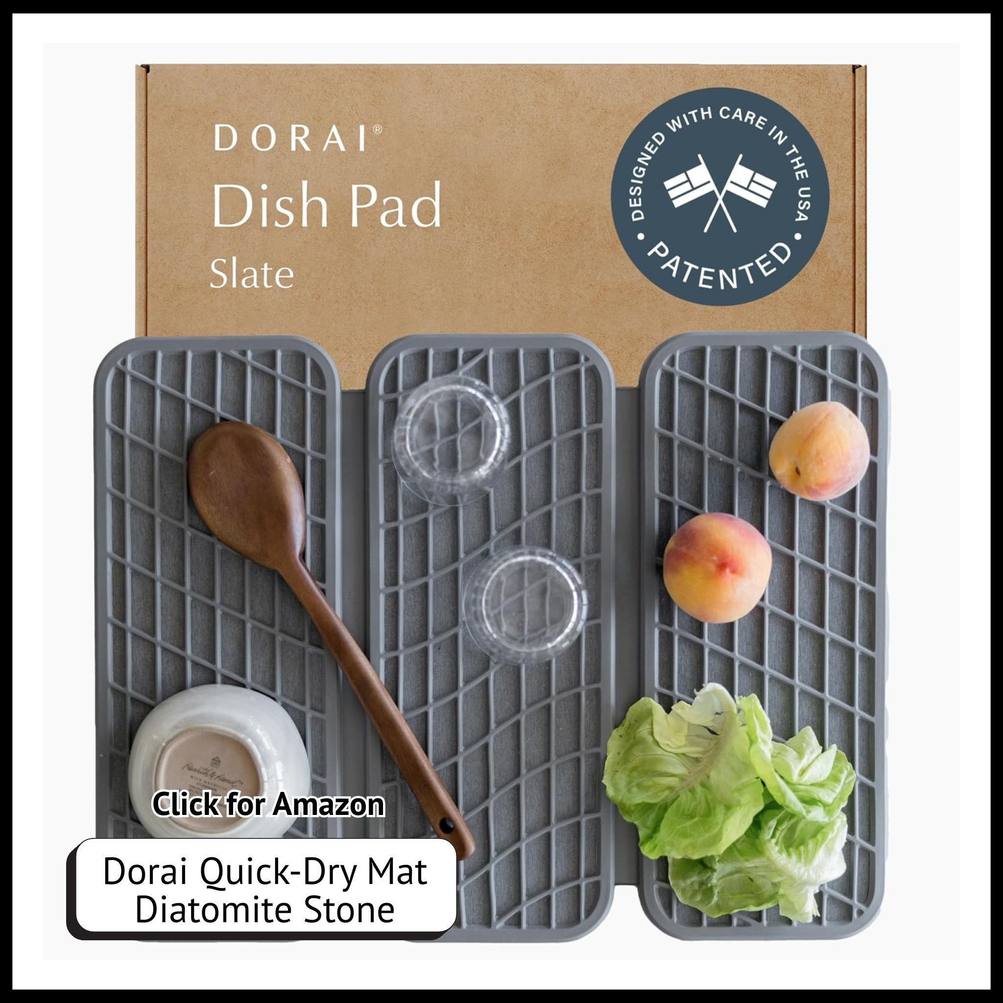 Dorai Home diatomite stone dish drying mat – fast-drying eco-friendly kitchen counter pad for dishes and glassware