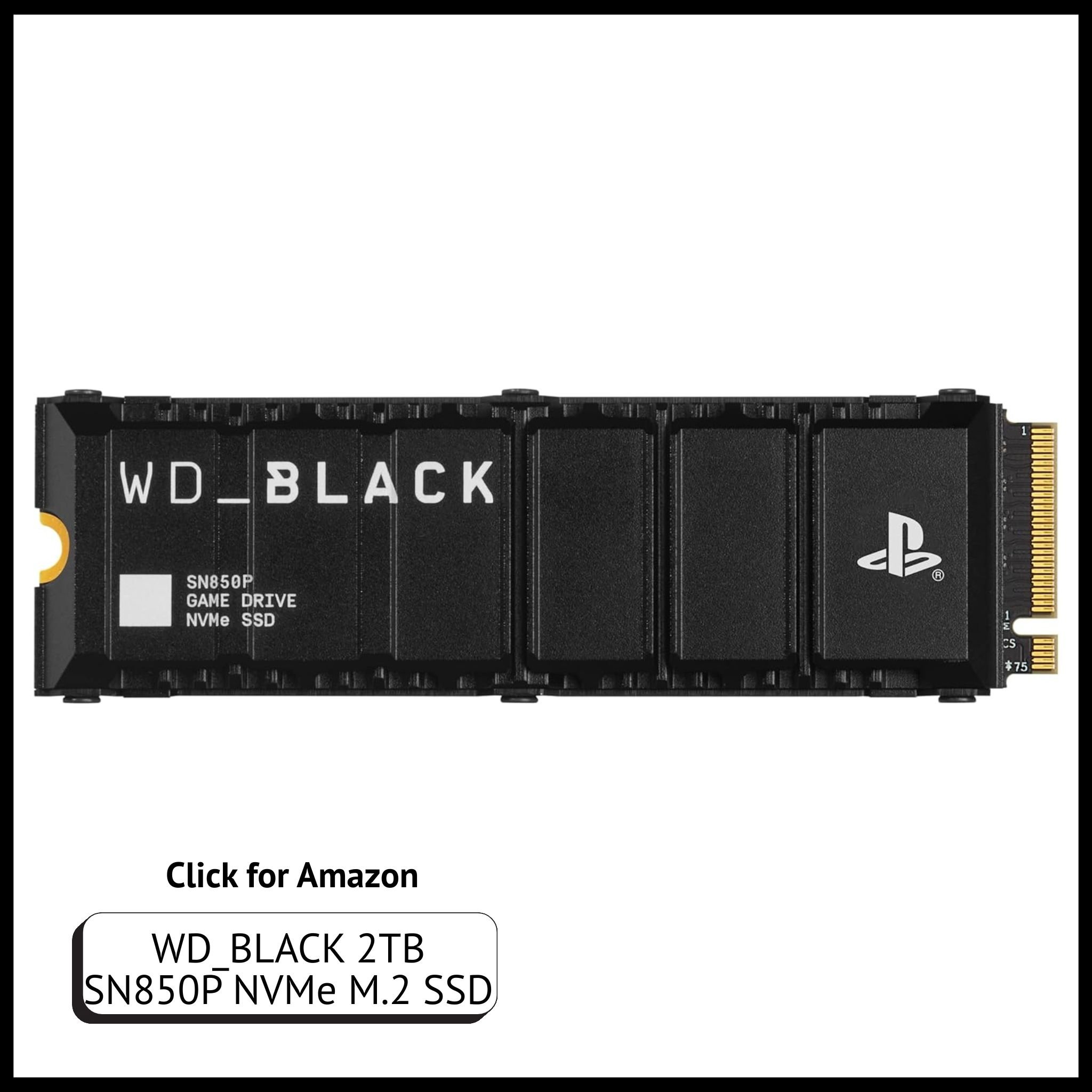 WD_BLACK 2TB SN850P NVMe M.2 SSD – high-speed internal storage expansion officially licensed for PlayStation 5 consoles.