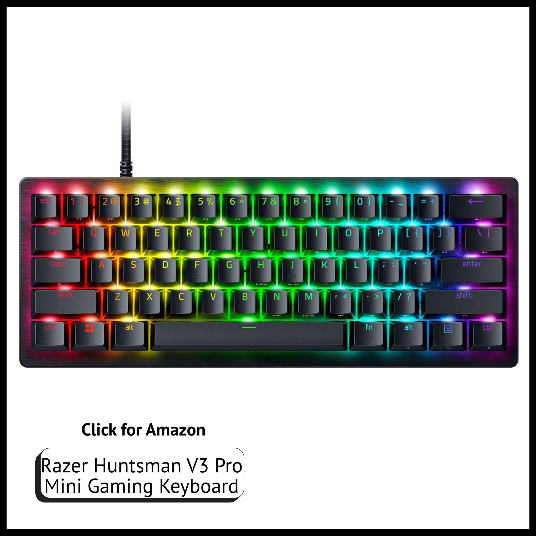 Razer Huntsman V3 Pro Mini – 60% esports gaming keyboard with analog optical switches and compact pro-level performance.