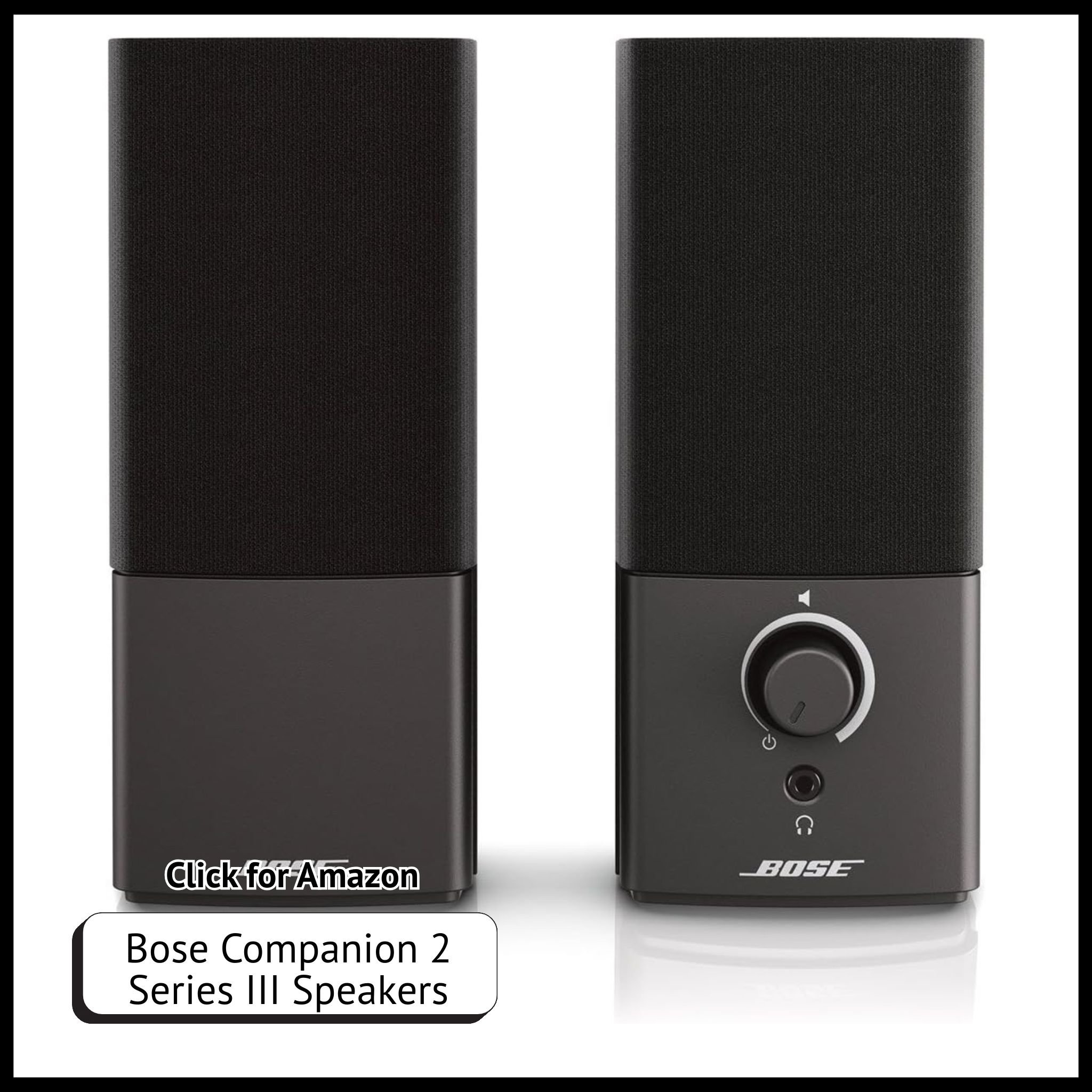 Bose Companion 2 Series III – compact PC speakers with rich stereo sound, volume control, and auxiliary input.