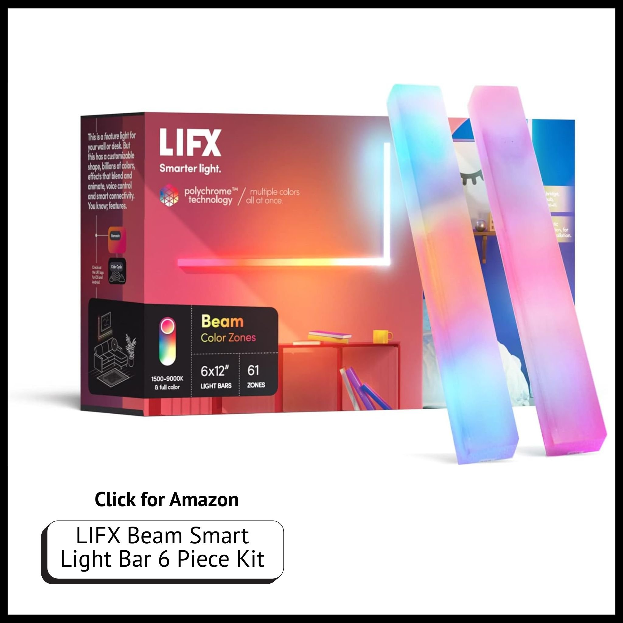 LIFX Beam smart light bar kit – 6-piece Wi-Fi LED bars with customizable colors, effects, and smart home integration.