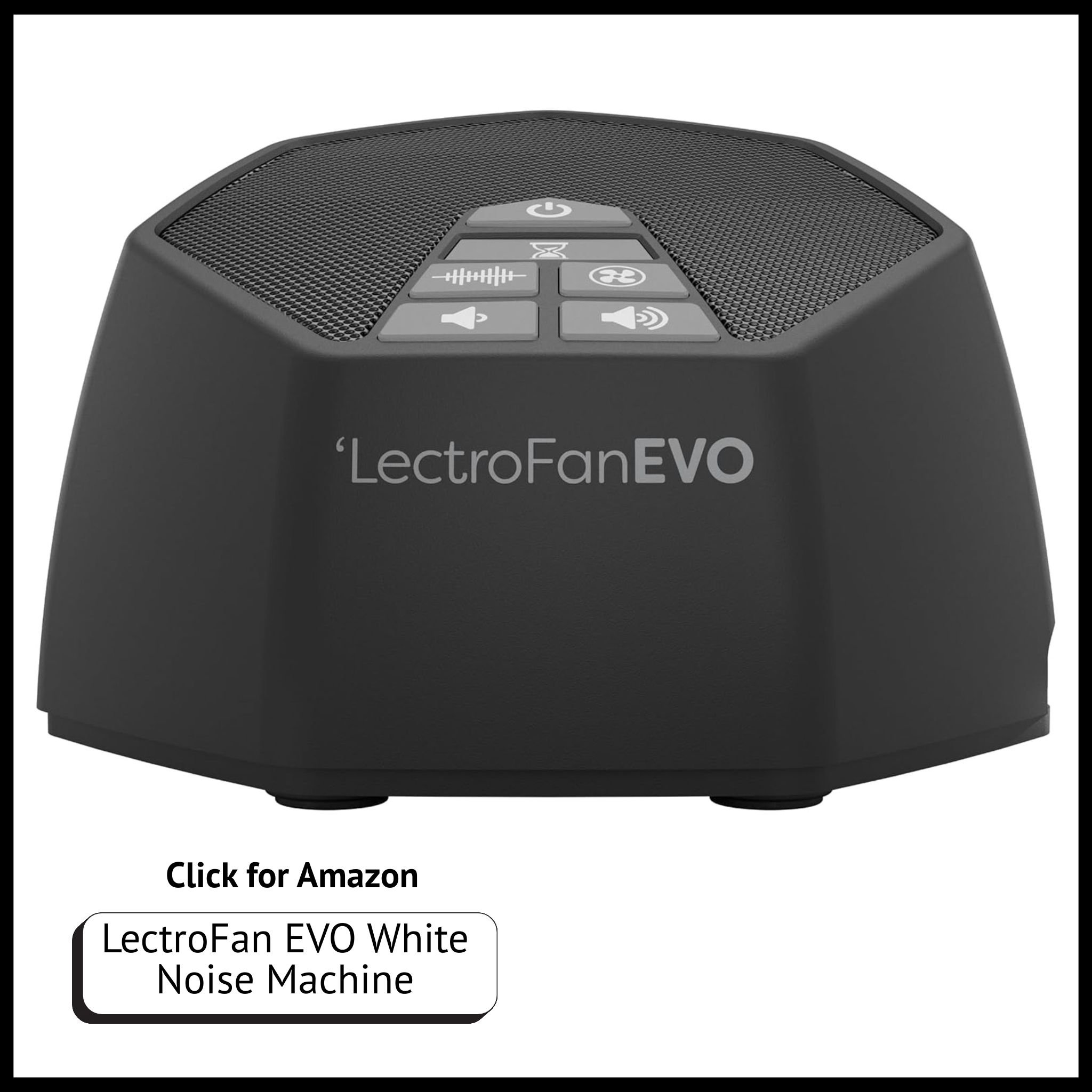 LectroFan EVO white noise machine – compact sleep sound device for bedrooms with fan sounds and soothing noise options.
