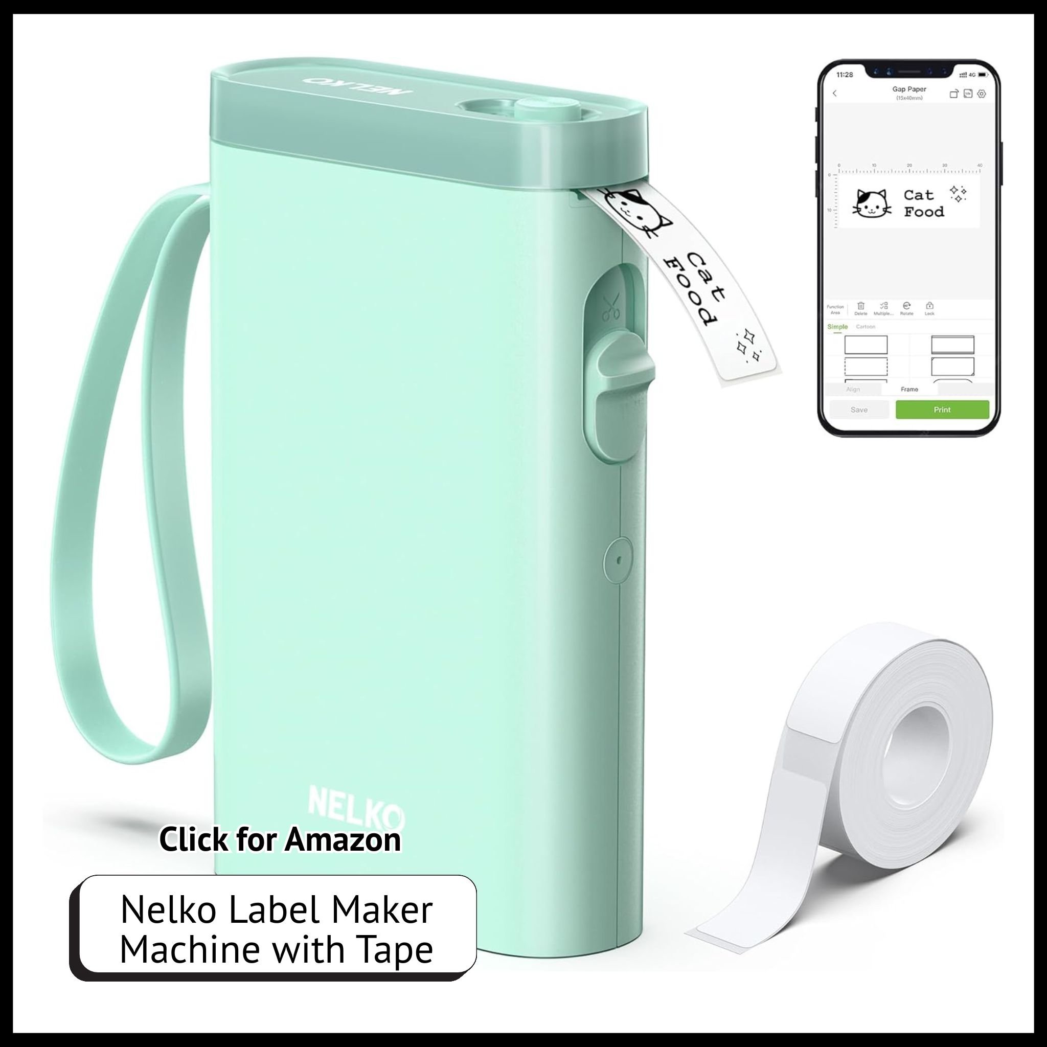 Nelko P21 Bluetooth label maker with tape – portable label printer for home, office, or storage organization.