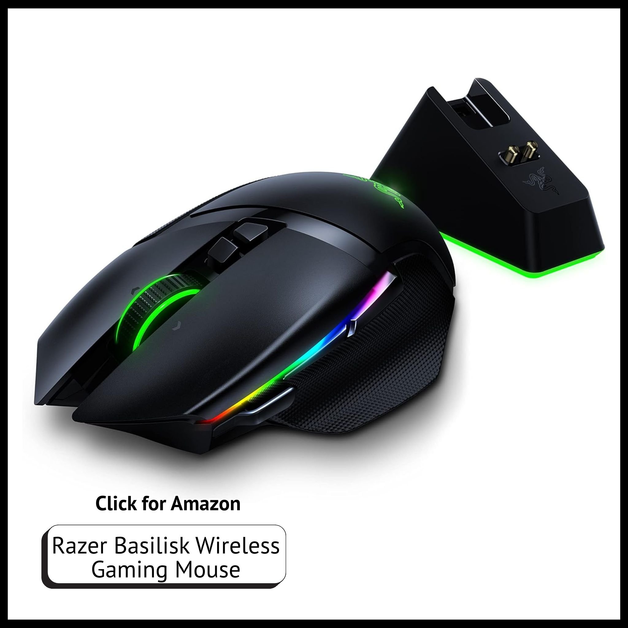 Razer Basilisk Ultimate Wireless Gaming Mouse – 20K DPI Sensor, 11 Programmable Buttons, Chroma RGB Lighting.