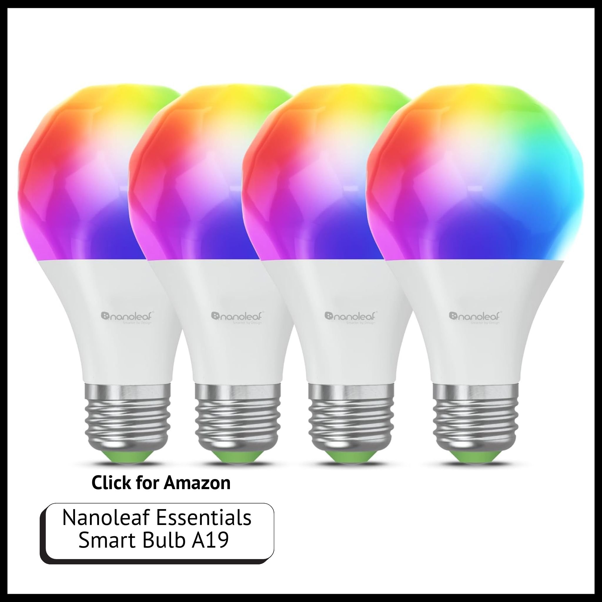 Nanoleaf Essentials A19 smart bulb – 60W color-changing LED with Wi-Fi control, vibrant lighting scenes, and smart home sync.