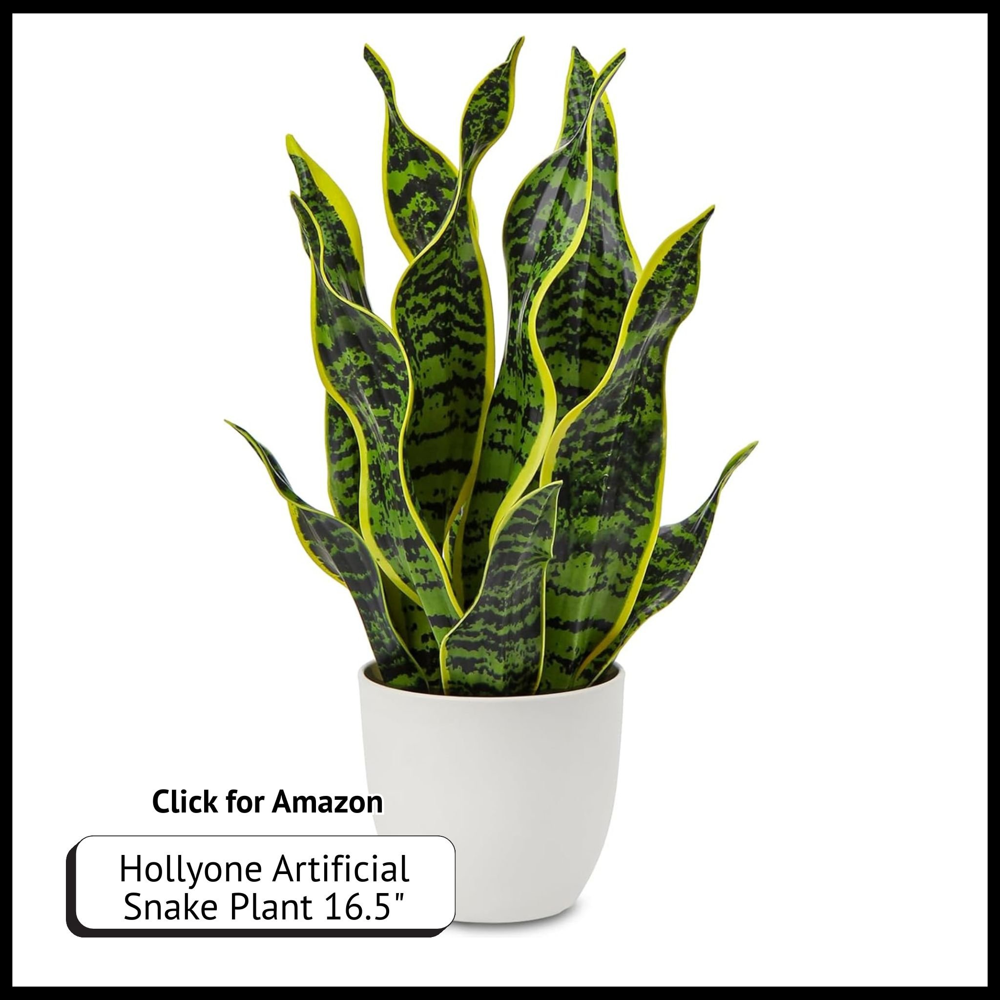 16.5-inch artificial snake plant in pot – realistic faux Sansevieria for tropical indoor decor, home, or office styling