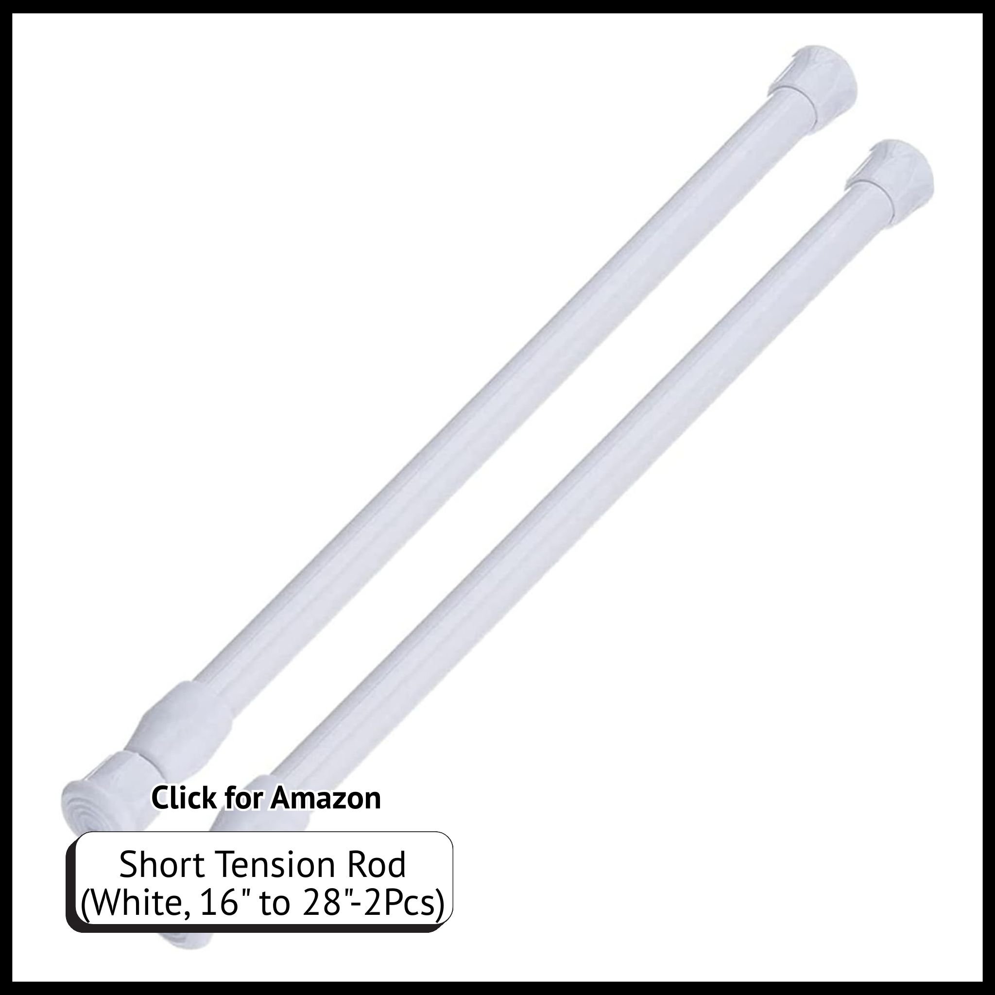 AIZESI 2pcs Spring Tension Curtain Rods, Short Adjustable 16–28", No Drilling, Expandable Design for Windows or Closets