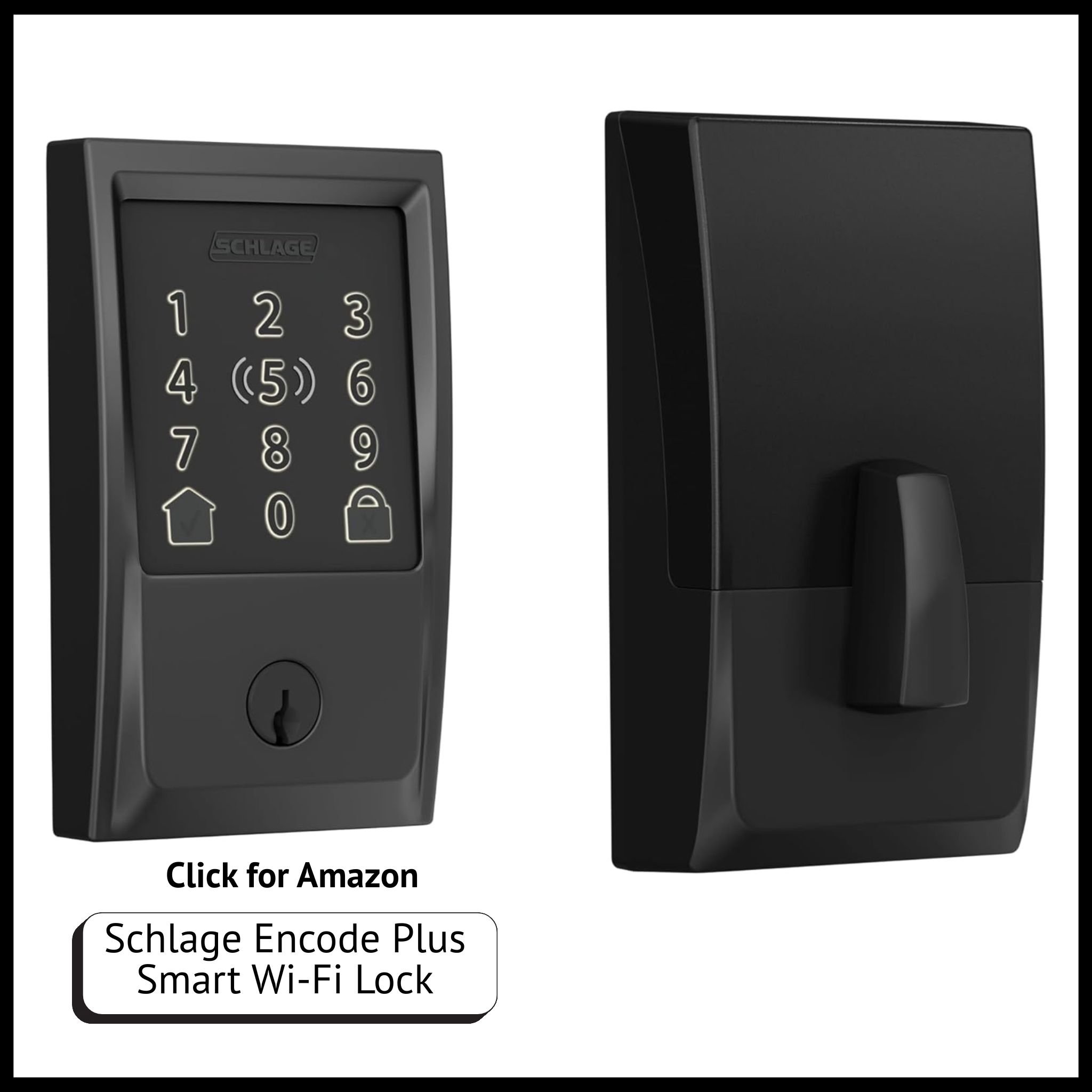 Schlage Encode Plus – smart Wi-Fi deadbolt with keyless entry, Apple HomeKey support, Apple Watch unlock for secure access.