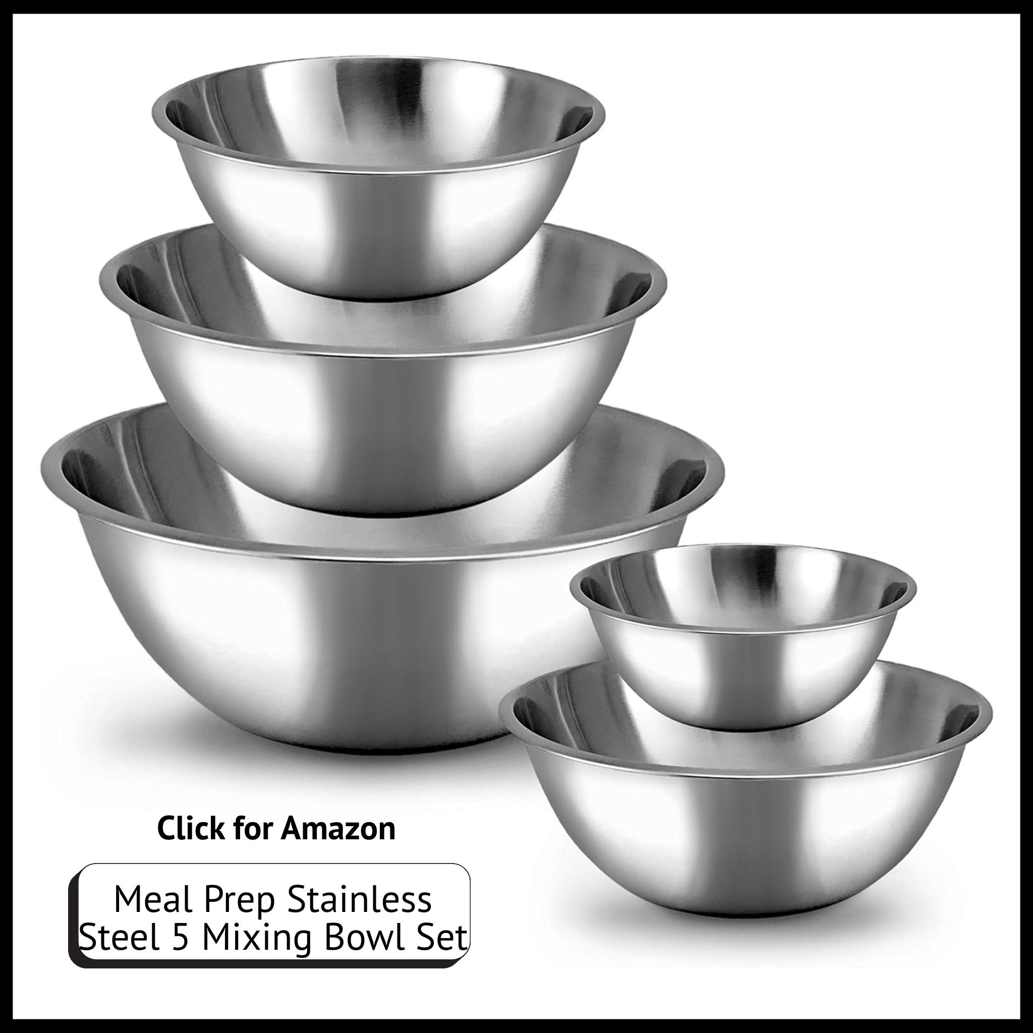WHYSKO 5-piece stainless steel mixing bowl set – ideal for meal prep, baking, and kitchen organization at home