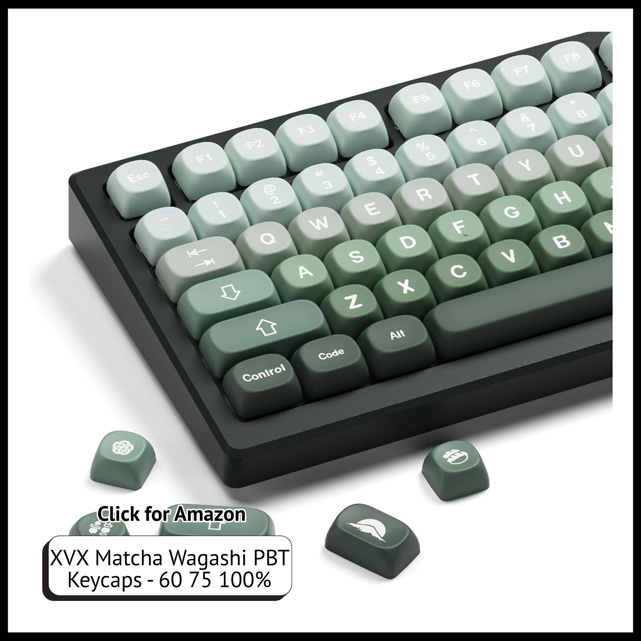 XVX Matcha Wagashi PBT keycaps – custom Japanese-style keycap set for 60%, 75%, and 100% mechanical keyboards