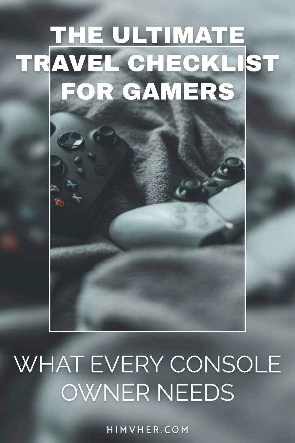 Gaming controllers resting on soft gray fabric — ultimate travel checklist for gamers to pack console gear and accessories