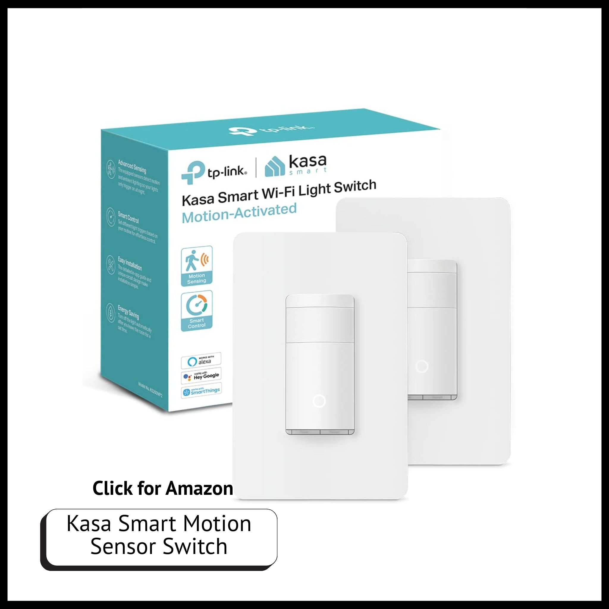 Kasa motion sensor light switch – single pole smart Wi-Fi switch with Alexa/Google support and energy-saving automation.