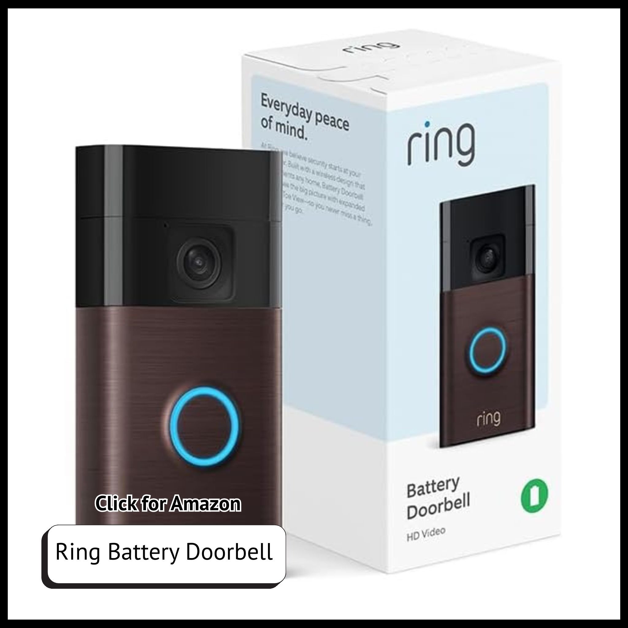 Ring Battery Doorbell – HD video, two-way talk, motion alerts, and wireless smart home security for front door monitoring.