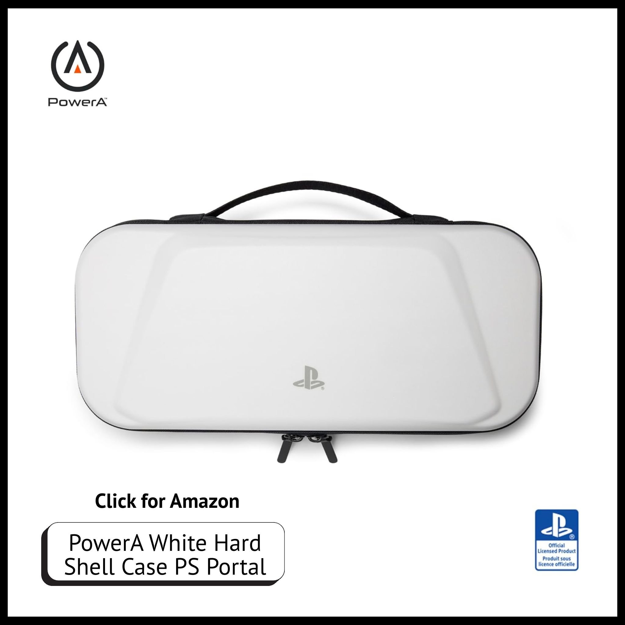 PowerA white hard shell travel case for PlayStation Portal – durable protective storage with zipper closure and soft interior