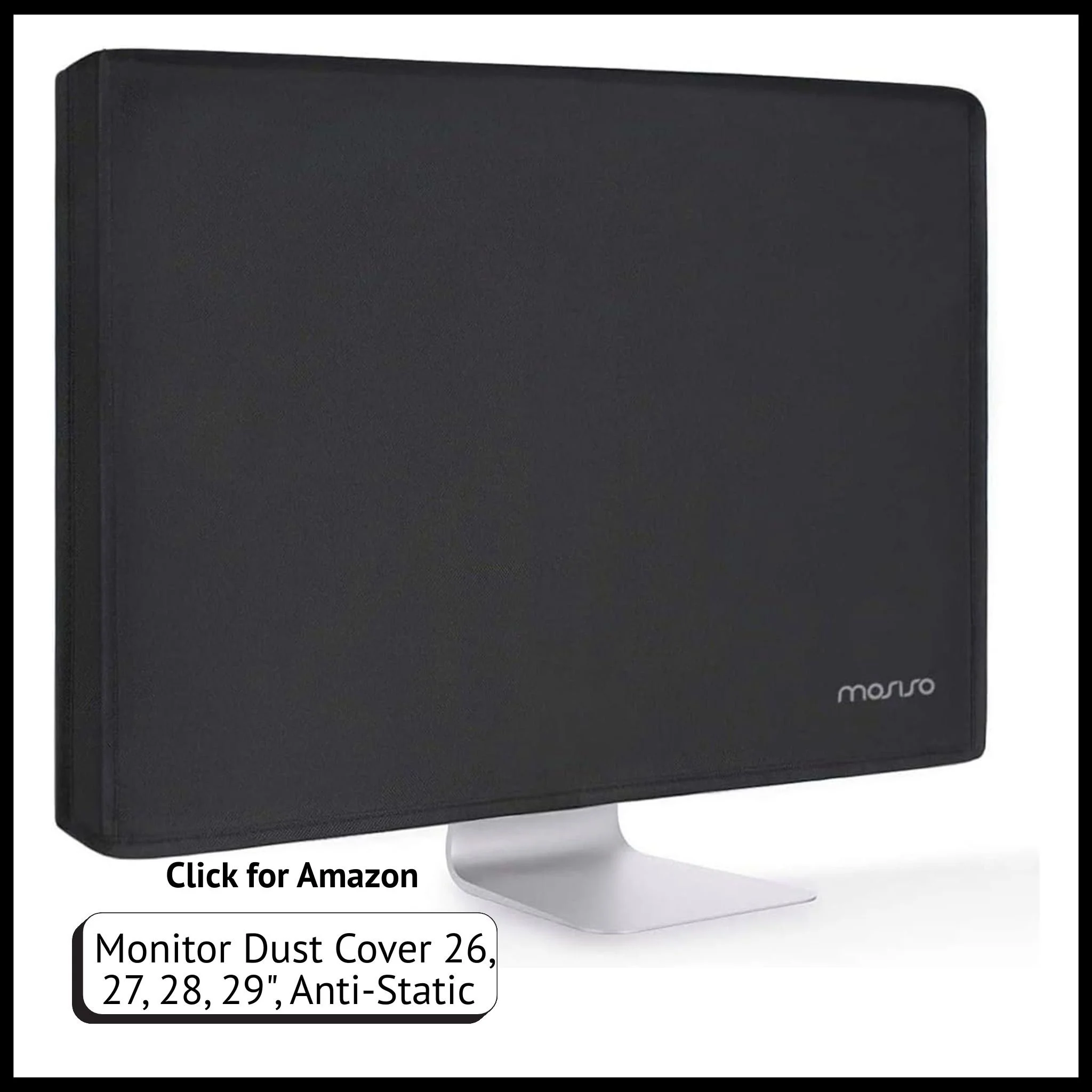 MOSISO black monitor dust cover 26–29 inch, anti-static sleeve for iMac, desktop PC, and TV screens.