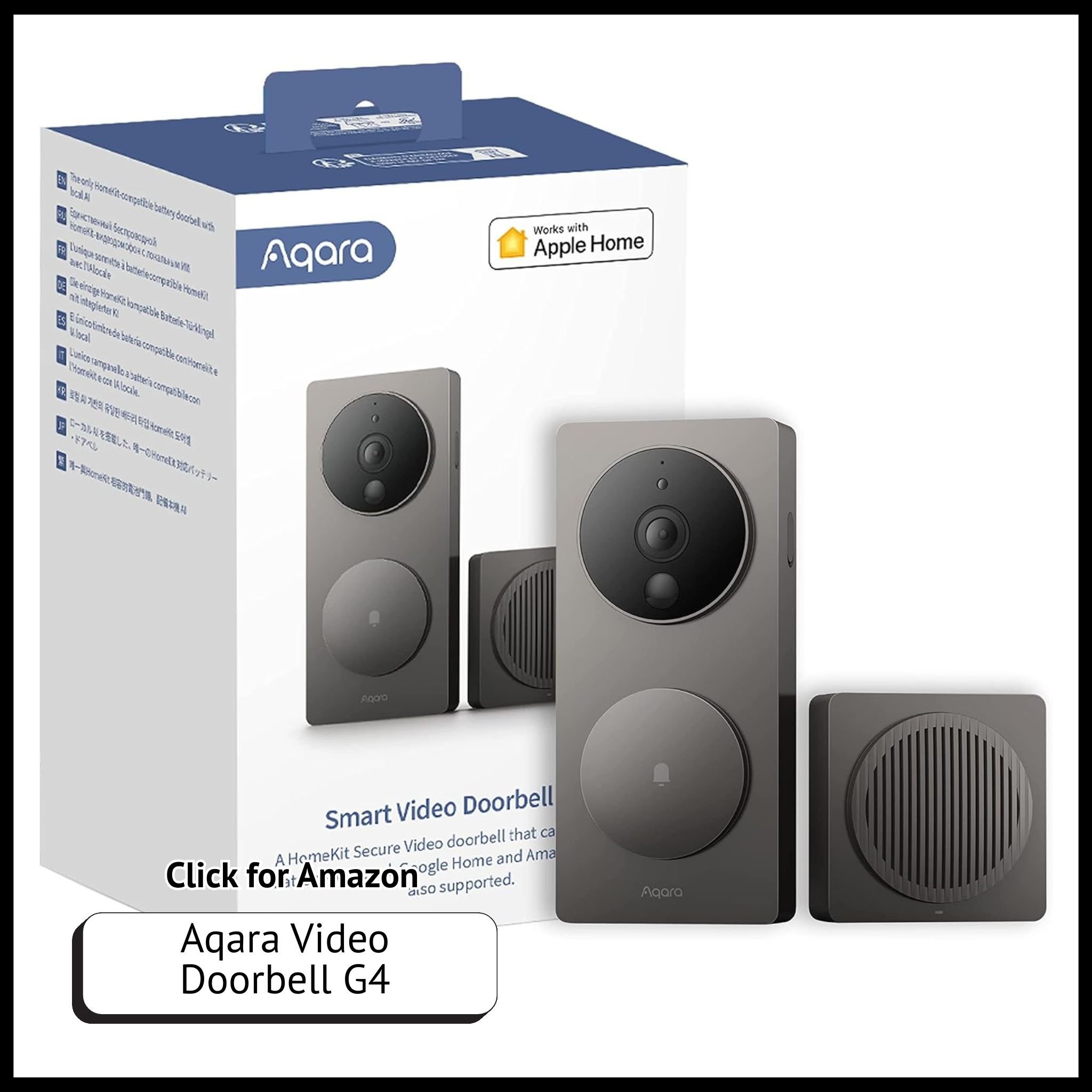Aqara G4 smart doorbell – 1080p HD camera with chime, HomeKit Secure Video, motion alerts, and two-way audio.