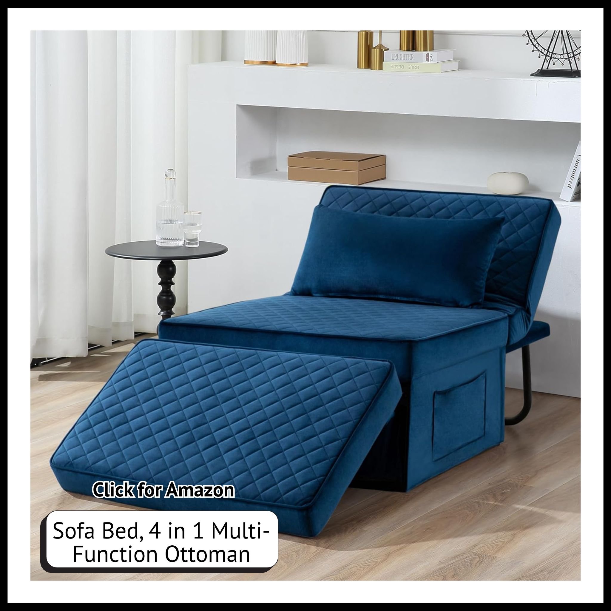 4-in-1 folding ottoman sofa bed – velvet couch with adjustable backrest, modern convertible chair for small spaces