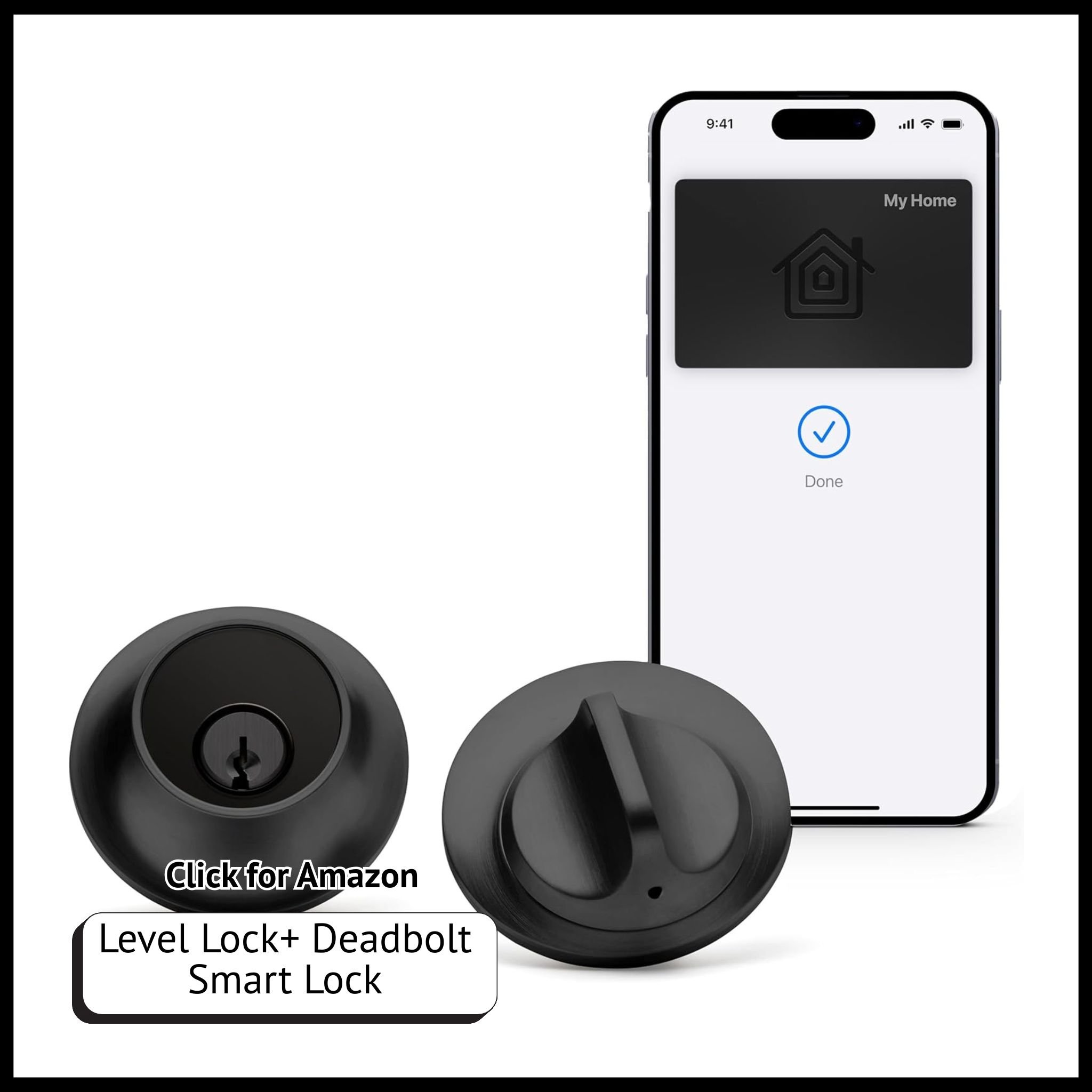 Level Lock+ – compact smart deadbolt with Apple Home Key, Bluetooth access, discreet keyless entry for secure front door use.