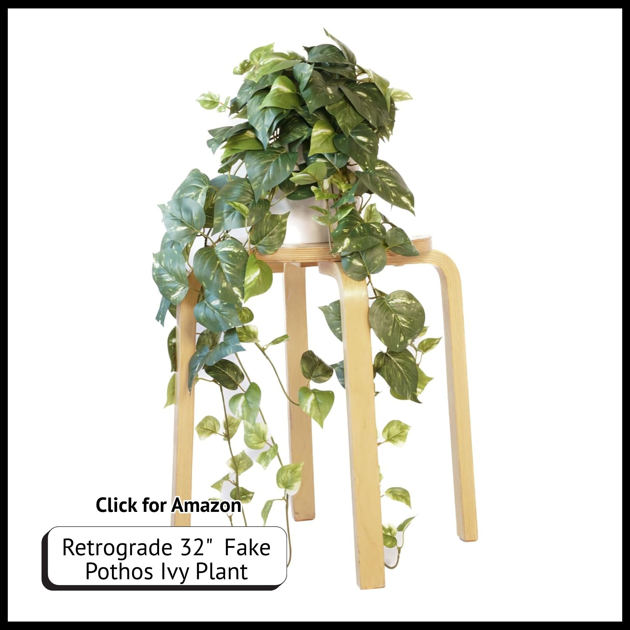 32-inch realistic faux pothos ivy plant – silk trailing greenery for indoor home decor, shelf styling, or plant wall accents