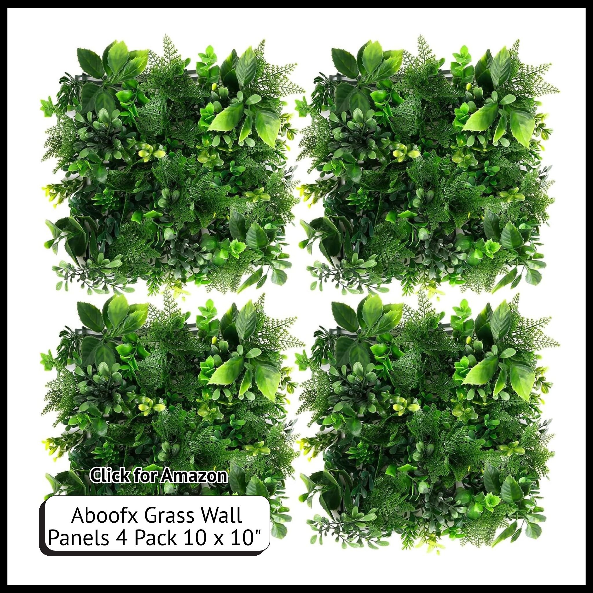 4-pack 10x10 artificial grass wall panels – faux greenery tiles for indoor/outdoor decor, photo walls, or home accents