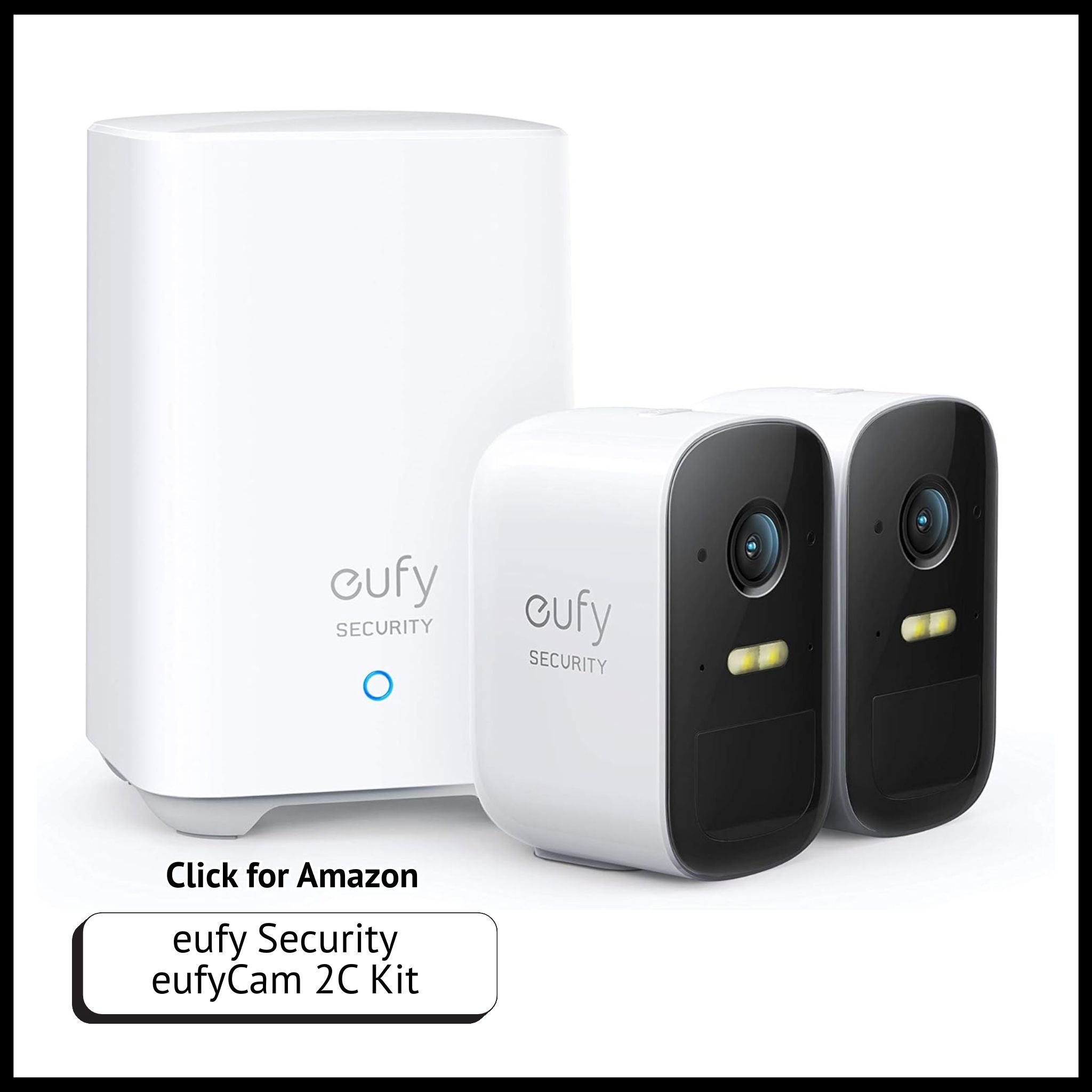 eufyCam 2C wireless 1080p outdoor security camera kit with night vision, motion detection, and HomeKit smart home support.