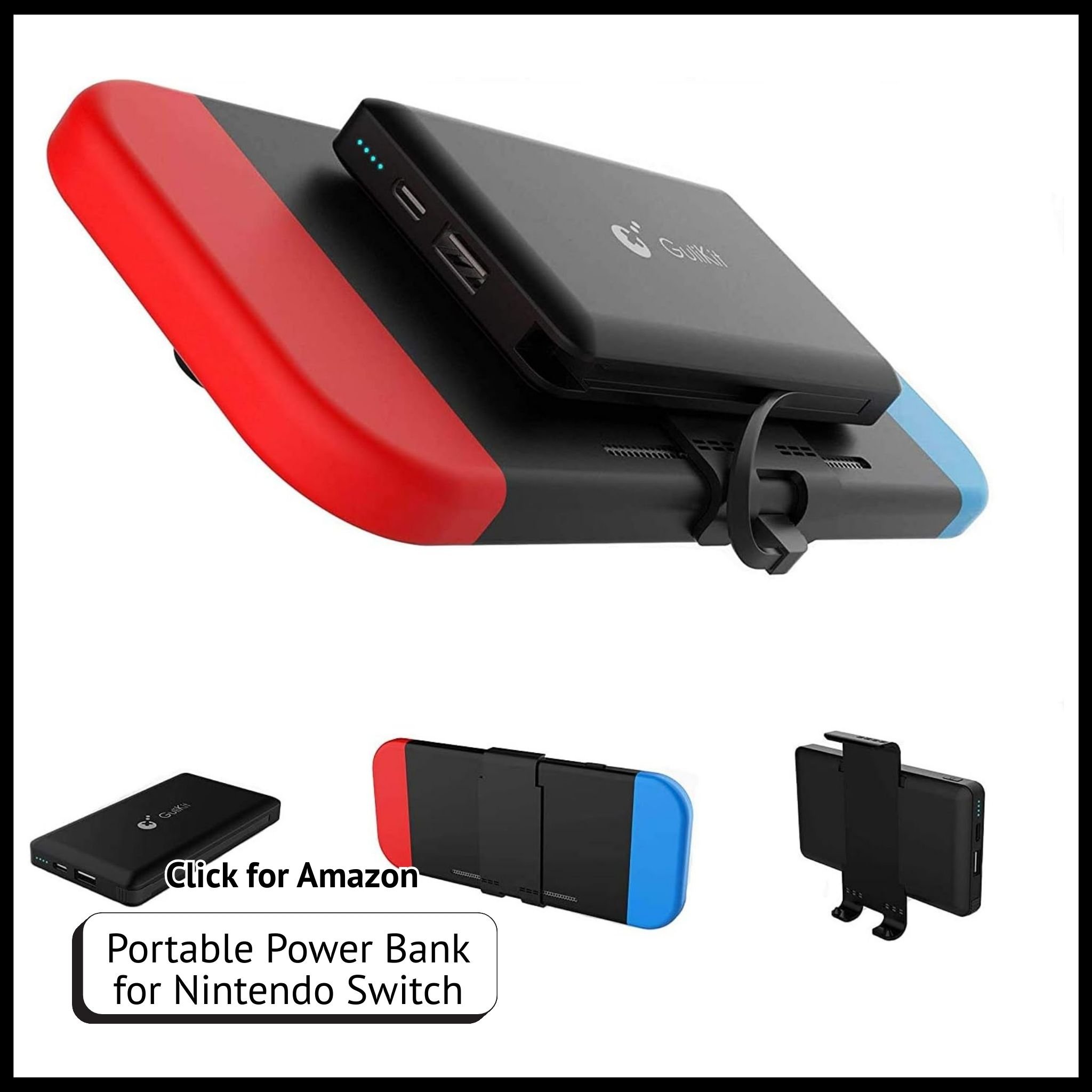 Portable Power Bank for Nintendo Switch – 10000mAh Rechargeable Battery Charger Case, Fast 5V/3A Charging.