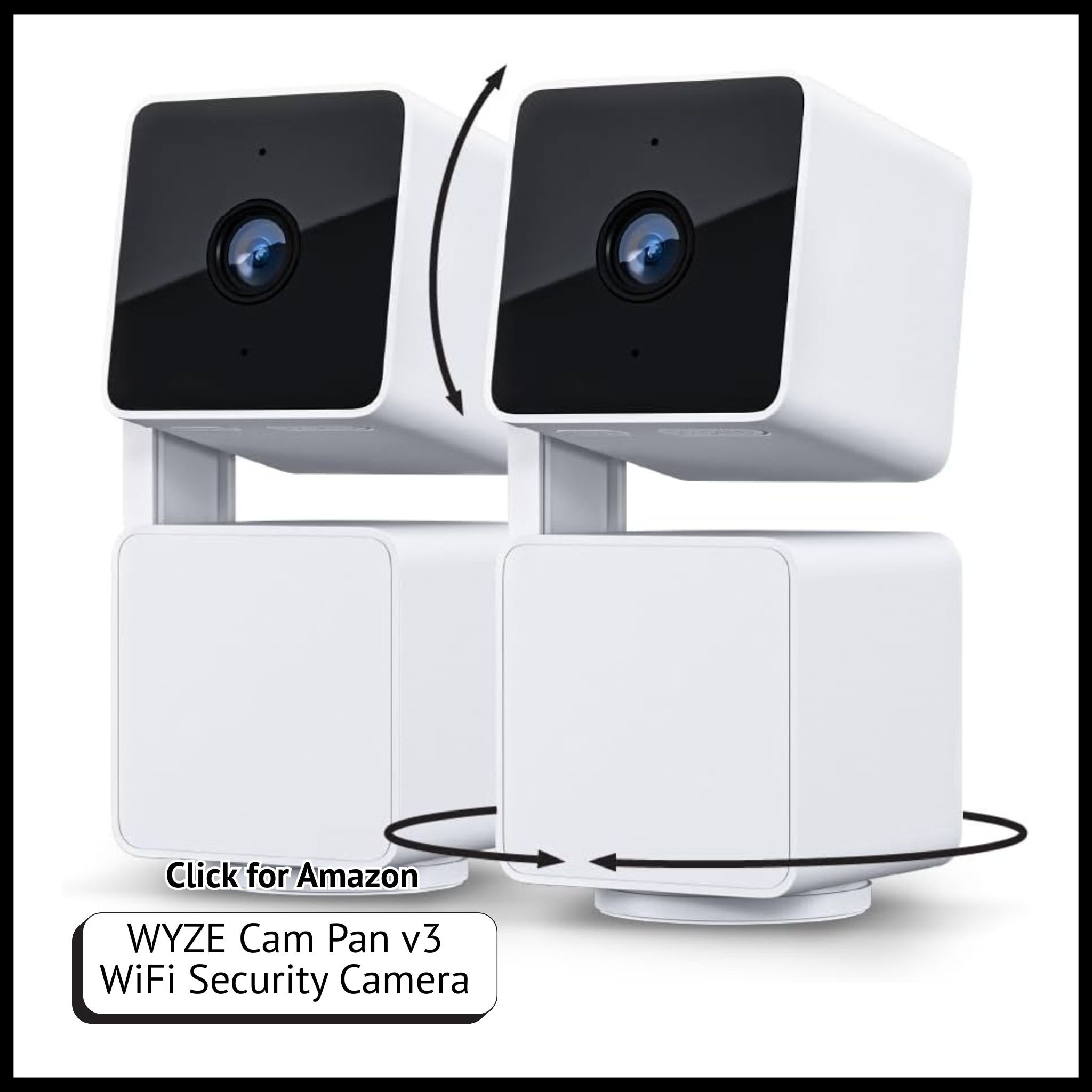WYZE Cam Pan v3 – 1080p WiFi camera with pan, tilt, zoom, color night vision, and smart motion tracking for home security.