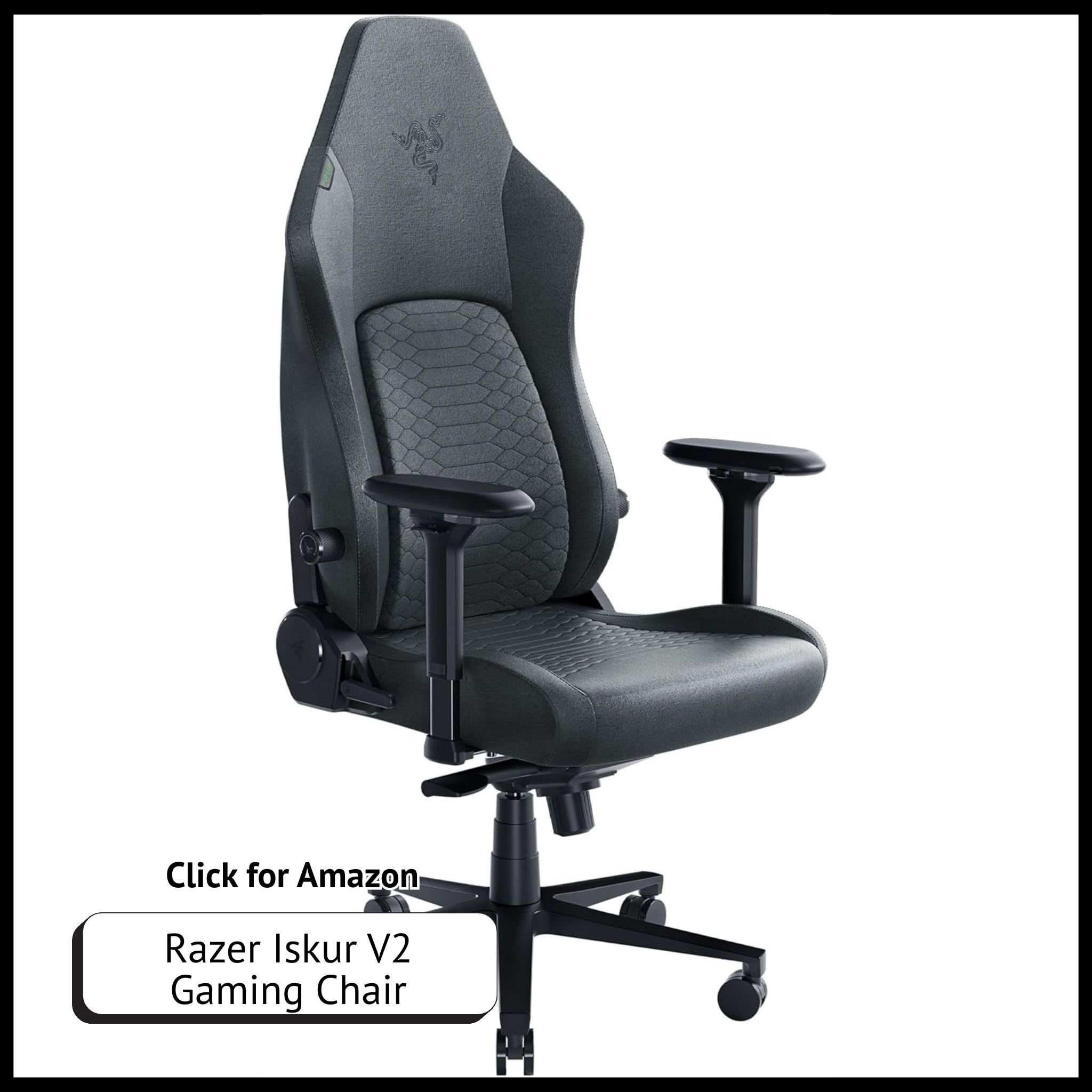 Razer Iskur V2 gaming chair – ergonomic seat with adaptive lumbar support, recline, and high-density foam for gamers.