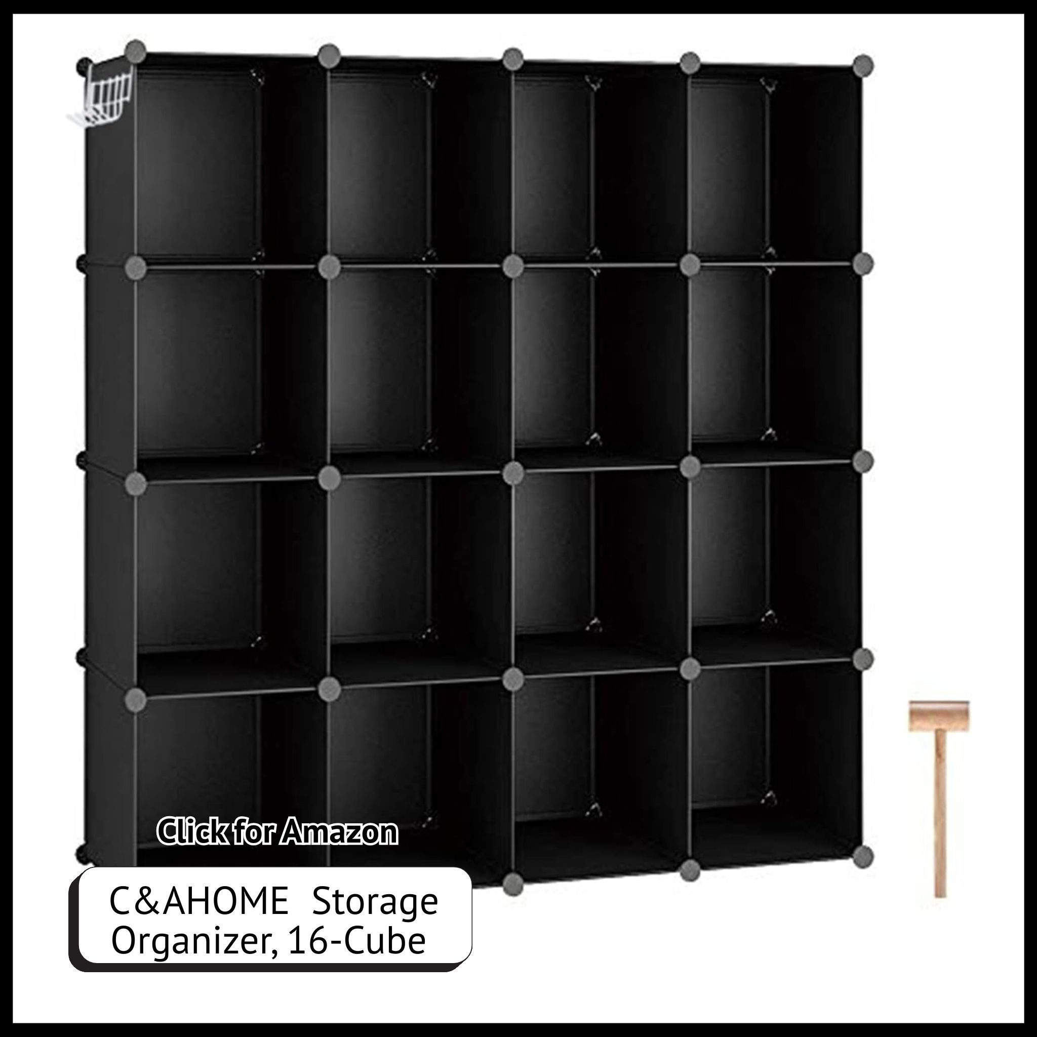 C&AHOME 16-cube storage organizer – modular plastic shelving unit for closet, bedroom, or office organization and customizable storage