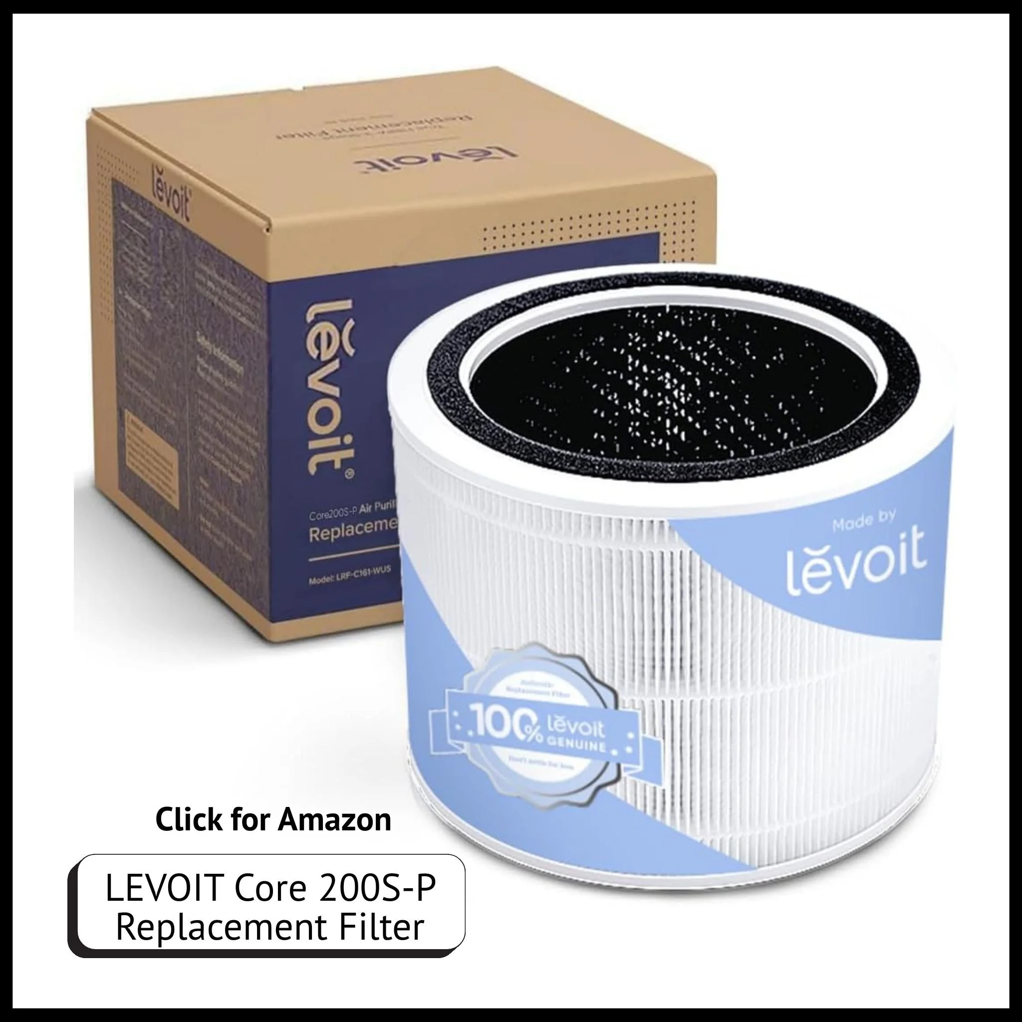 LEVOIT Core 200S-RF replacement filter with HEPA and activated carbon for smoke, odor, pollen, and allergen removal.