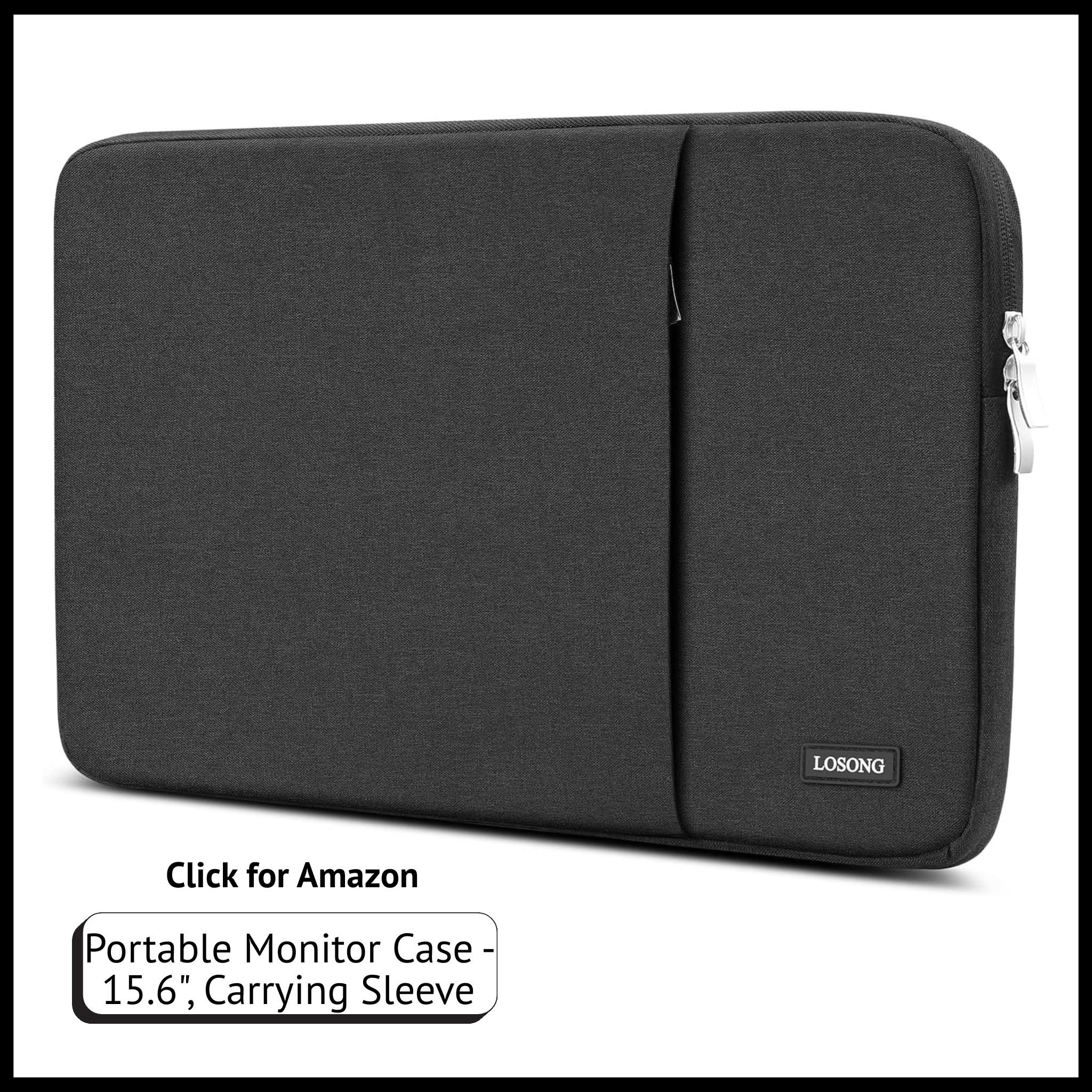 15.6-inch portable monitor sleeve, water-resistant with front pocket; fits most 15.6–16.1" displays, shockproof soft lining