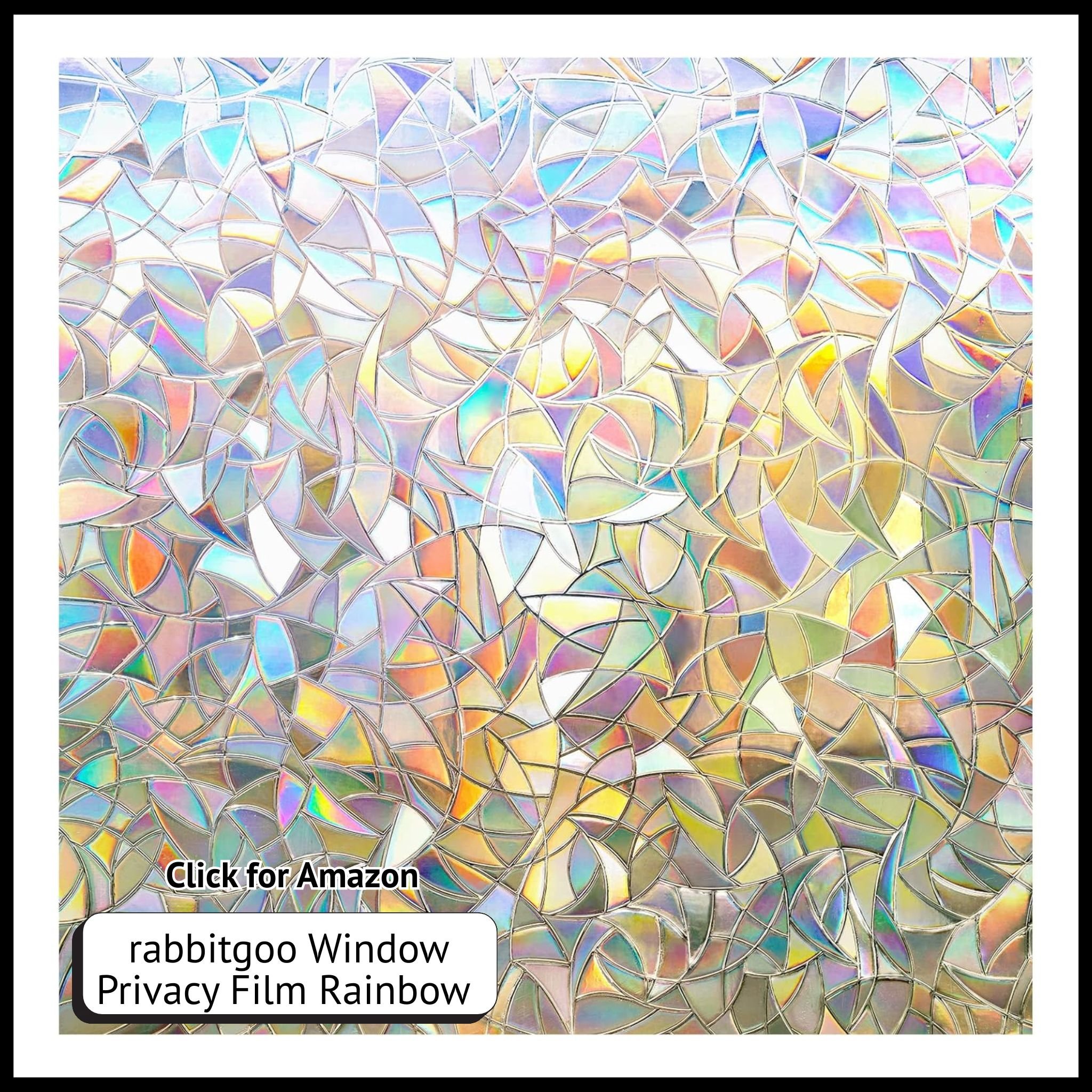 rabbitgoo rainbow window film – decorative privacy sticker with iridescent finish for glass windows and UV blocking