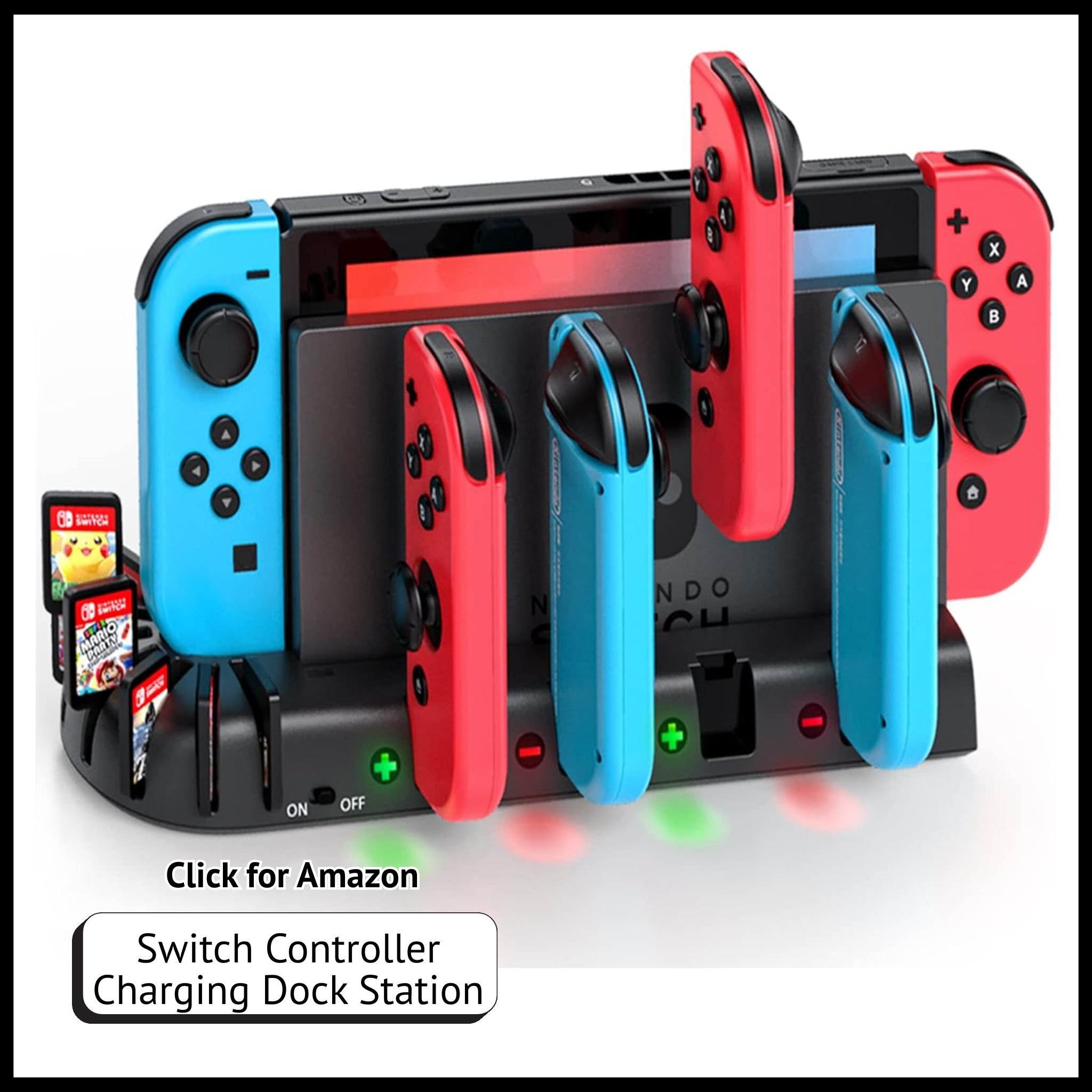 Switch Controller Charging Dock – Compatible with Nintendo Switch & OLED Joycons, Compact Charging Station Stand.