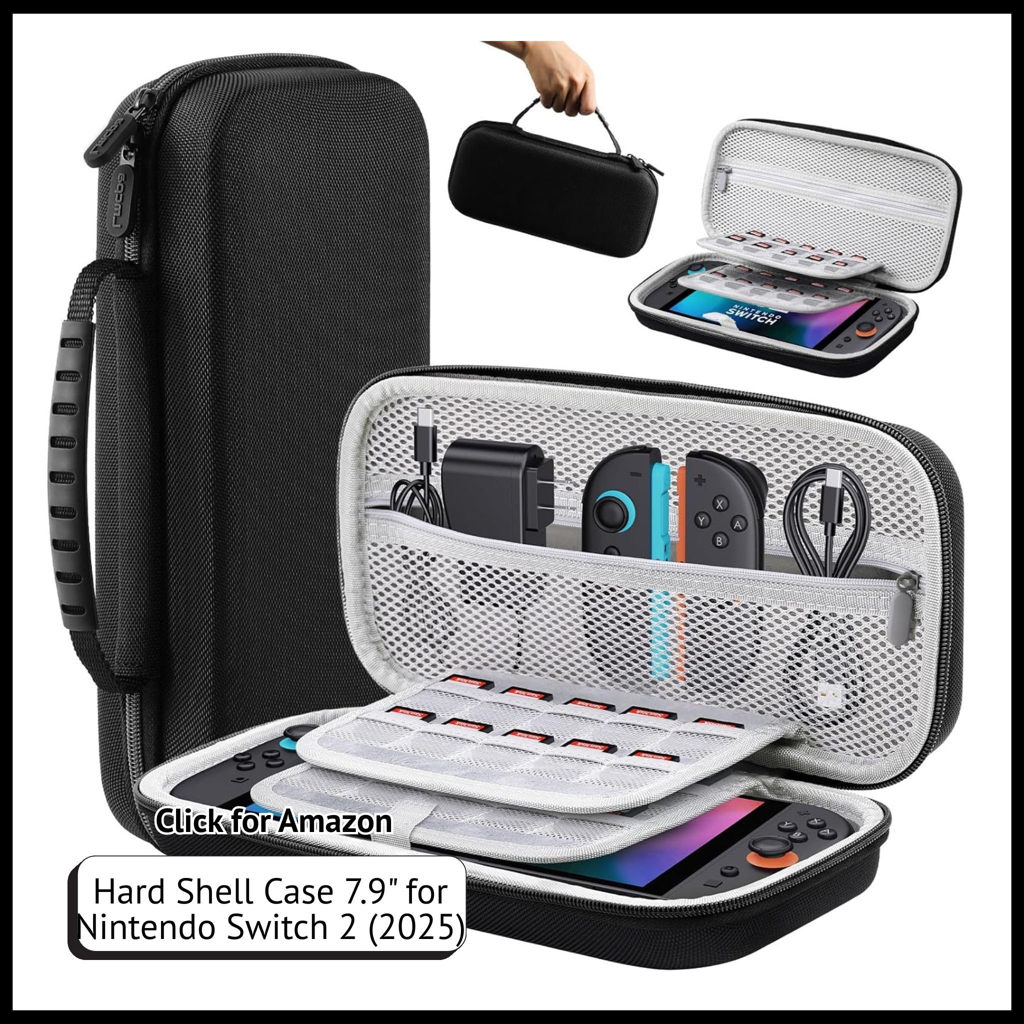 Lmcpa hard shell case for Nintendo Switch 2 (2025), EVA interior fits 7.9in console, games, and small accessories
