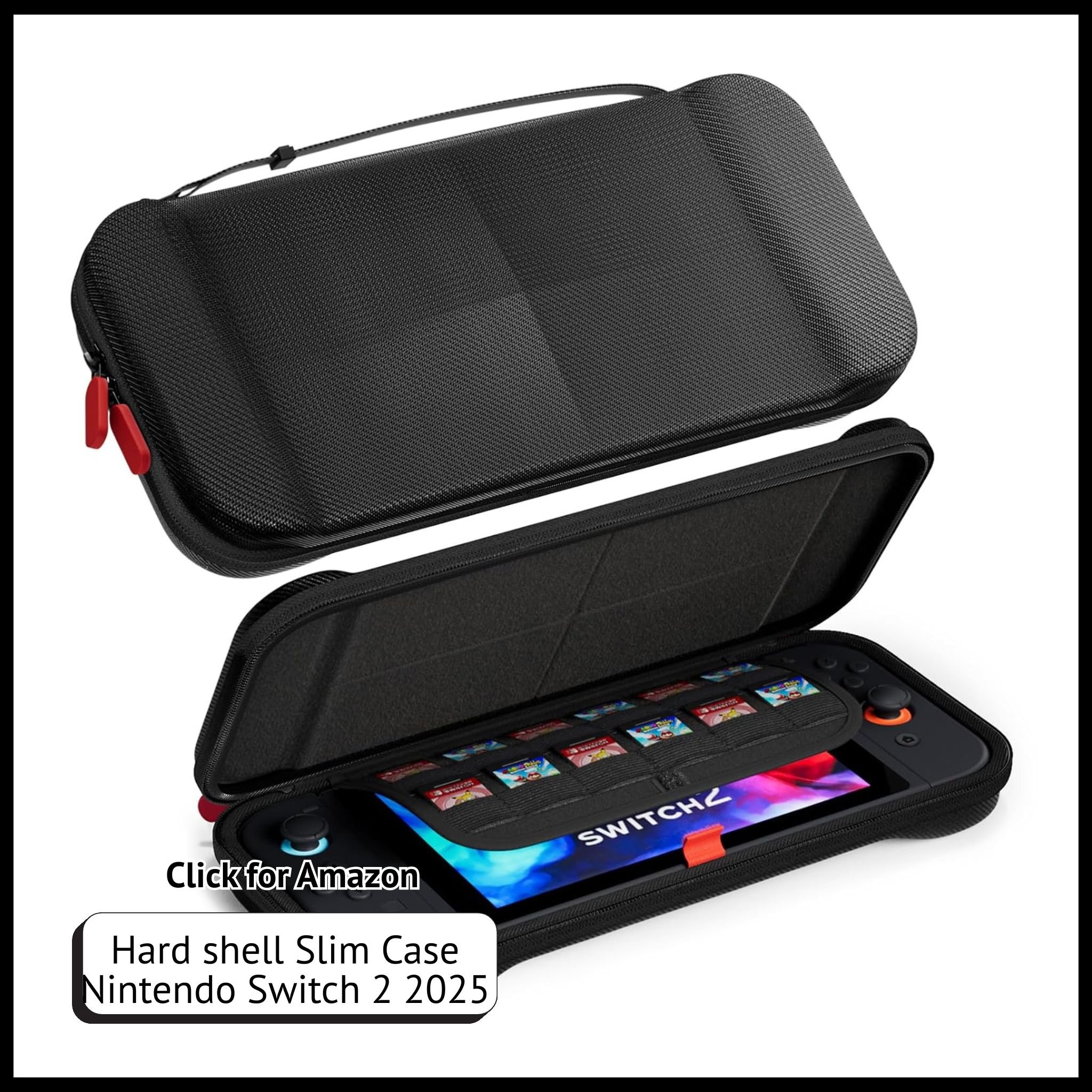 ProCase slim hard shell case for Nintendo Switch 2 (2025), EVA protection, holds console and 12 game cards