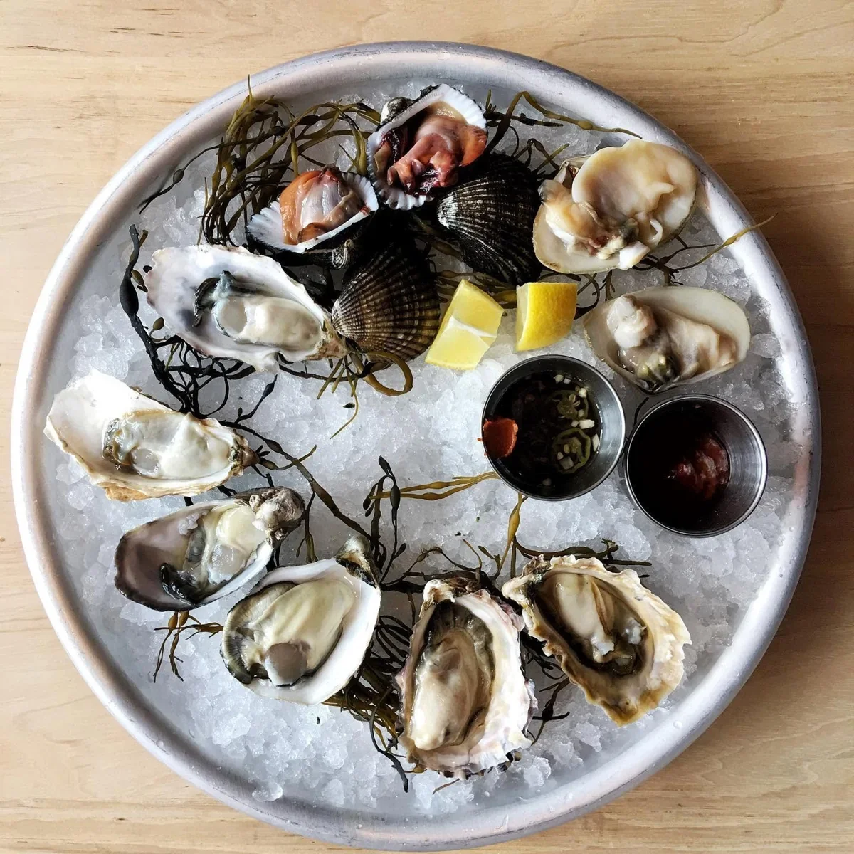 Umi oysters on ice, photographed in 2019