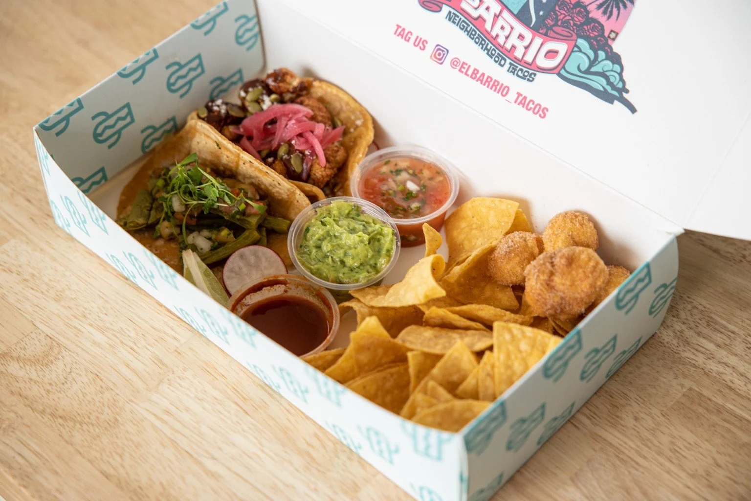 El Barrio Neighborhood Tacos takeaway spread